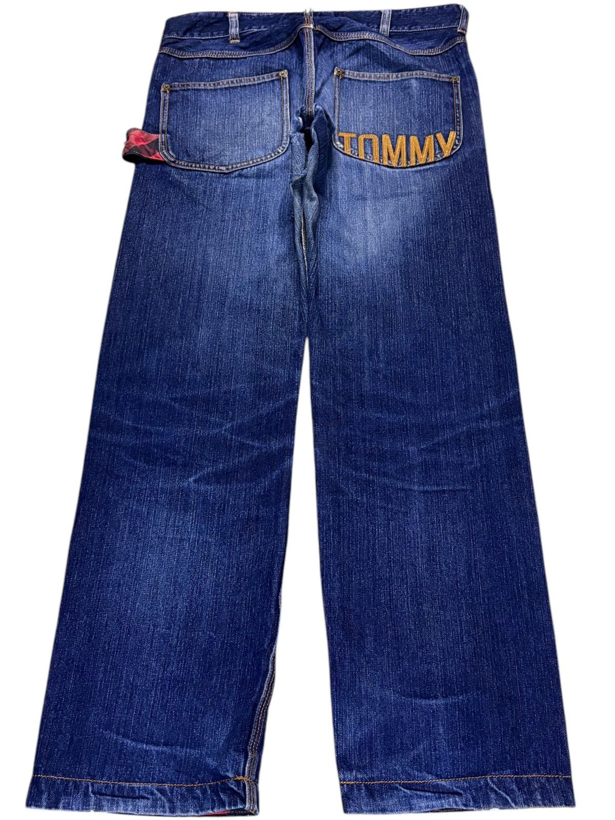 Tommy Hilfiger × Tommy Jeans Vintage Tommy Blue Wash Carpenter Distressed Loose Jeans Size US 32 / EU 48 - 2 Thumbnail