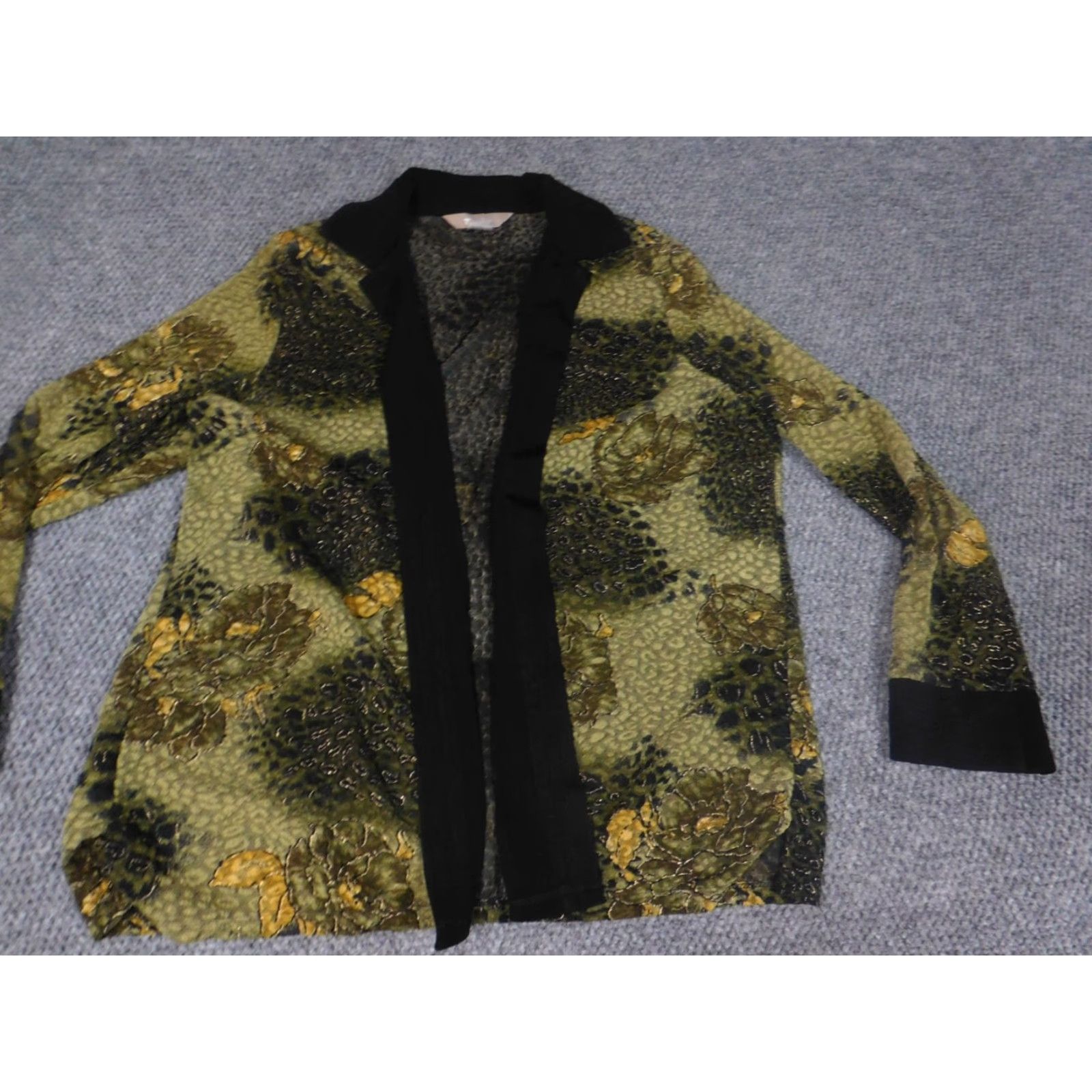 Vintage **Womens Green TanJay Floral Button Collar Stretch Jacket** User: **Green Womens TanJay Floral Button Collar Stretch Jacket** Size L / US 10 / IT 46 - 2 Thumbnail