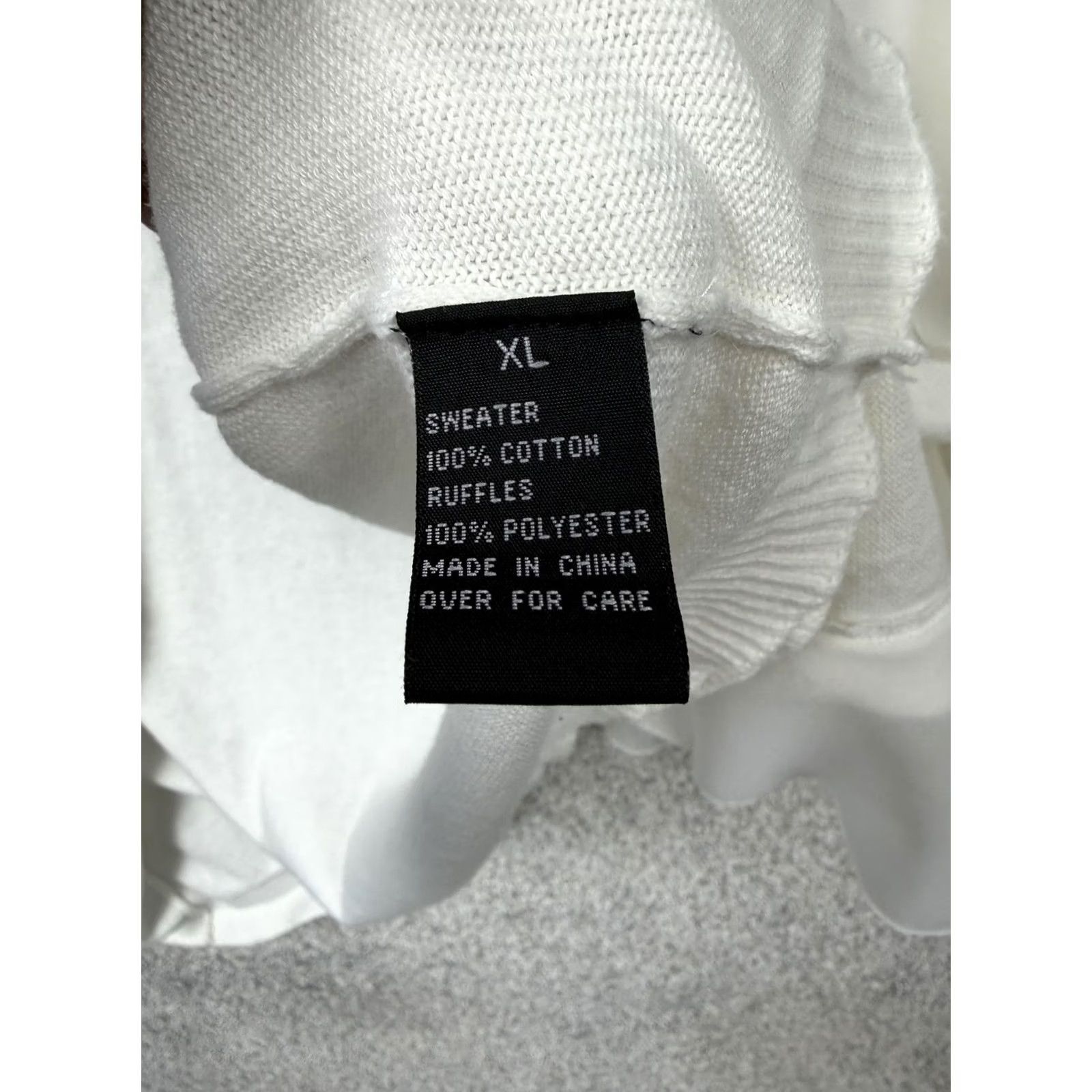 Vintage AGB Cardigan Sweater XL White Open-Front Lightweight Knit Ruffle Cuffed Long Sleeve Women Casual Workwear Spring Summer Vintage: No Size XL / US 12-14 / IT 48-50 - 6 Thumbnail