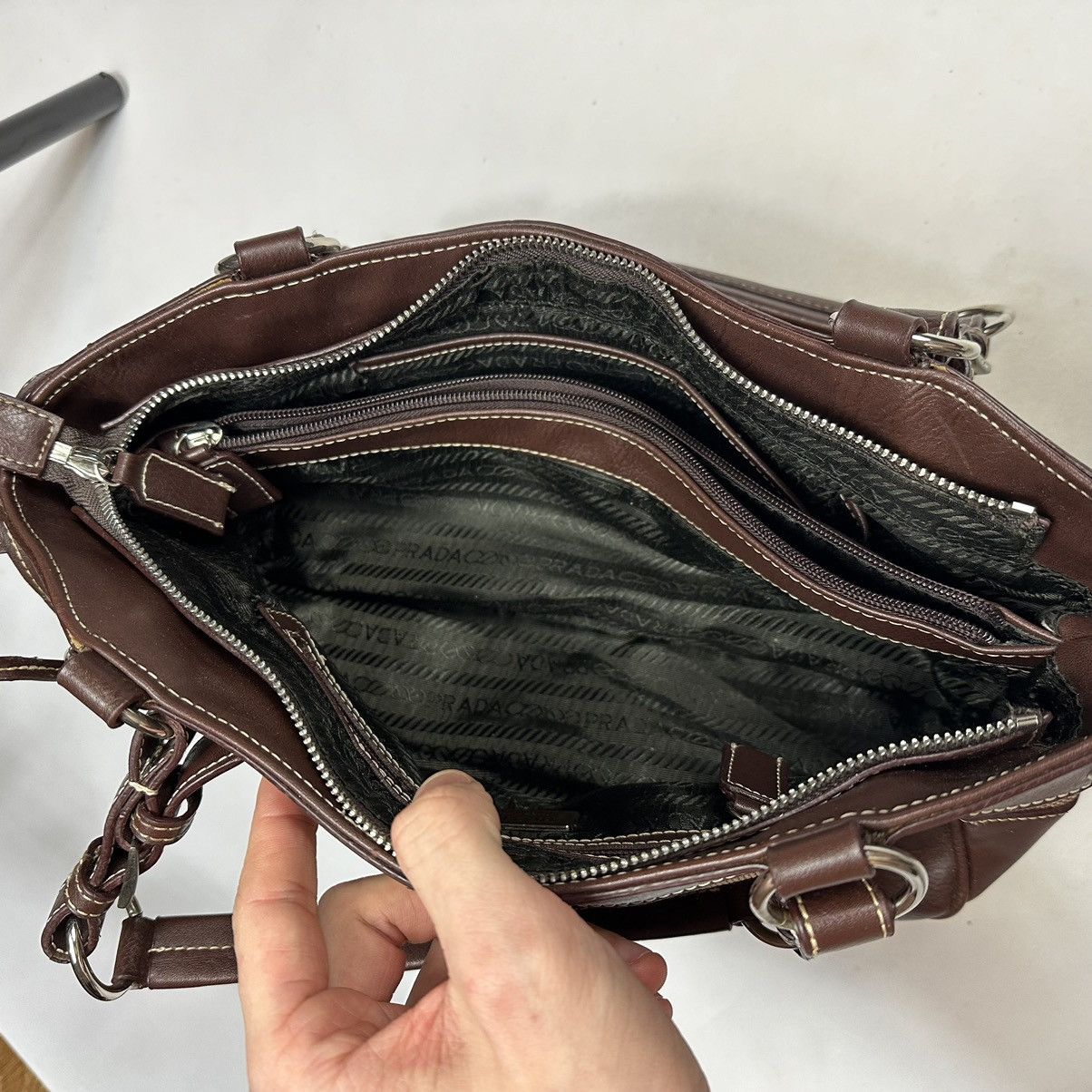 Prada × Vintage Vintage Prada Jacquard Big Logo Bag Size ONE SIZE - 12 Thumbnail