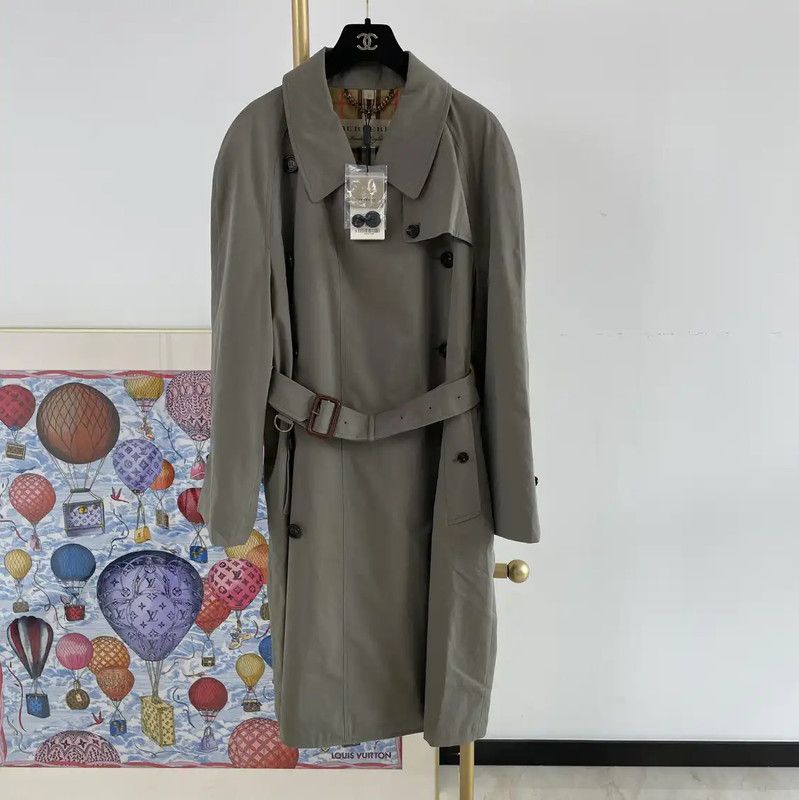 Burberry Burberry Green Cotton Waist Tie Trench Coat Size XL / US 12-14 / IT 48-50 - 1 Thumbnail