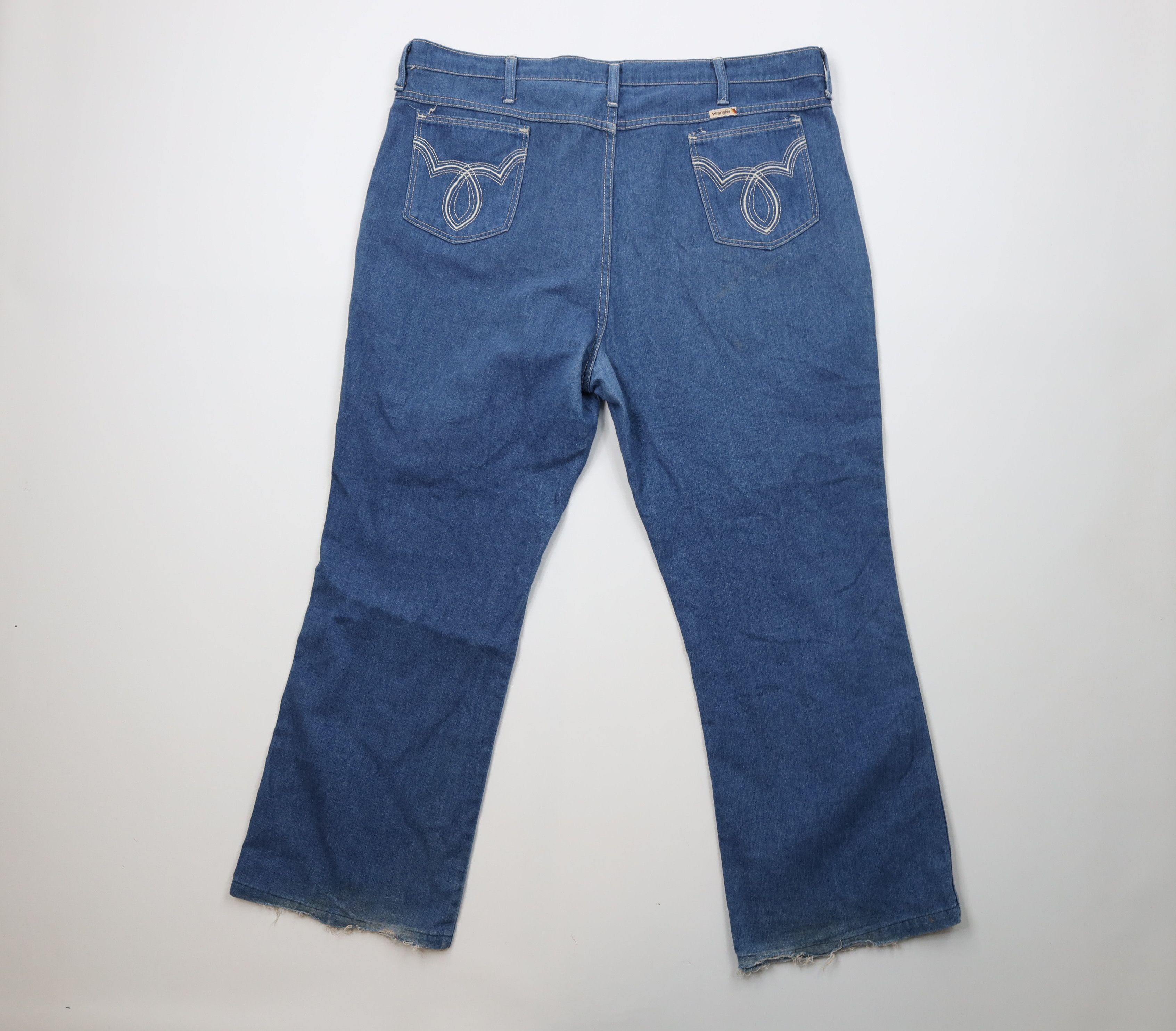 Wrangler Vintage 70s Wrangler Wide Leg Bell Bottoms Jeans Blue USA Size US 42 / EU 58 - 11 Thumbnail