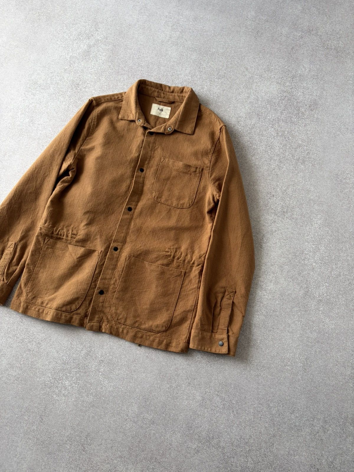 Folk VTG Folk Faded Brown French Cotton Works Distressed Jacket Size US M / EU 48-50 / 2 - 2 Thumbnail