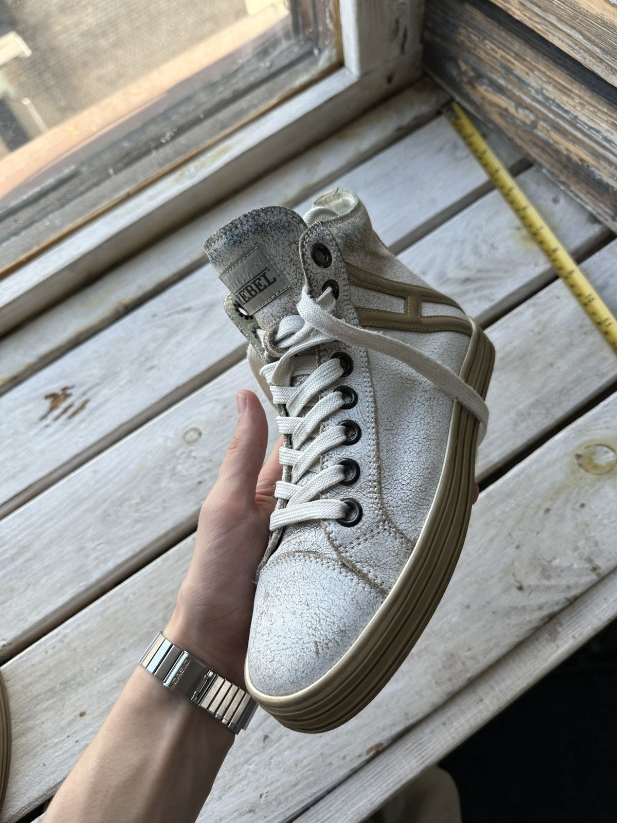 Hogan 🚨HOGAN REBEL HIGH SNEAKERS BIG LOGO Y2K WHITE RARE LUXURY Size US 6 / IT 36 - 8 Thumbnail