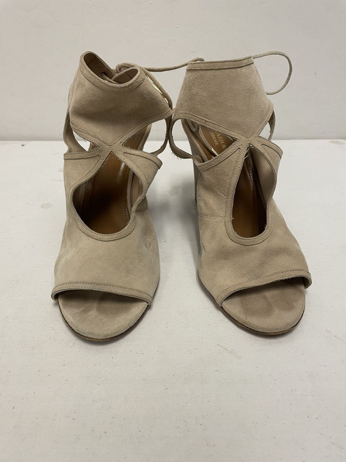 Aquazzura Sexy Thing Cut Out Suede Wedge Sandals Size US 10 / IT 40 - 7 Thumbnail