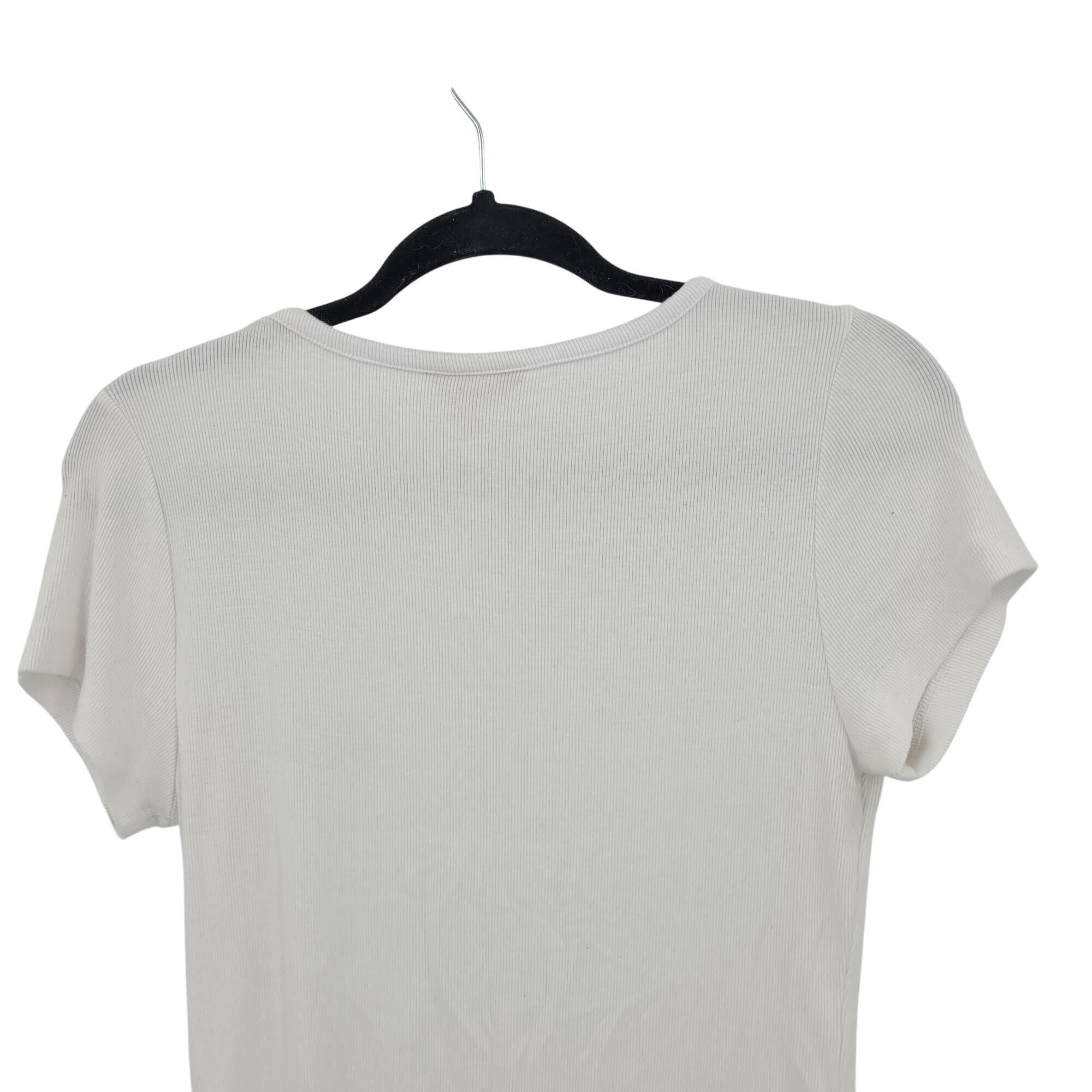 Guess Y2K Guess White Ribbed Womens Short Sleeve V-neck Top Sz M B Size M / US 6-8 / IT 42-44 - 12 Thumbnail
