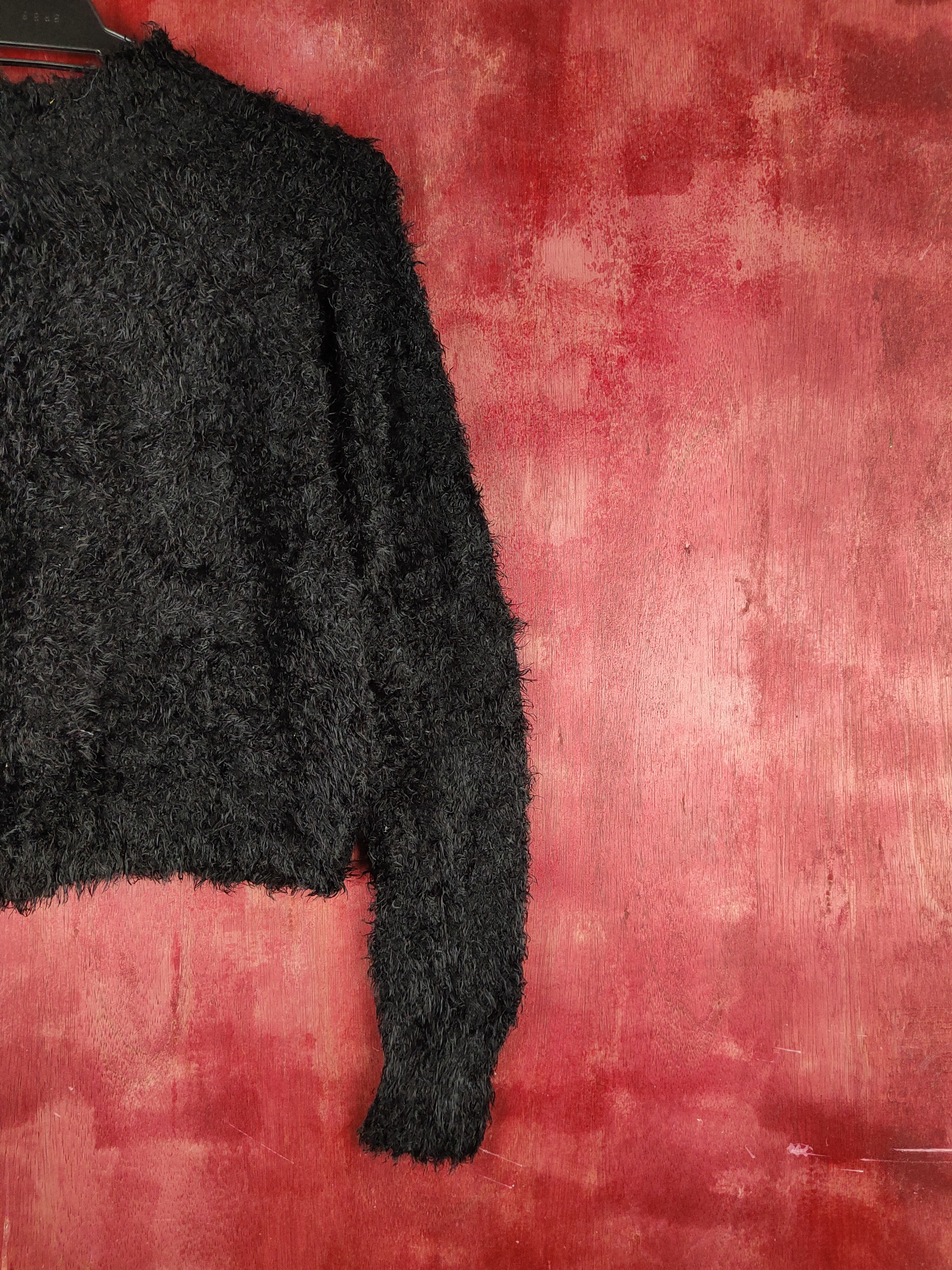 GU GU Black Shag Shaggy Fur Mohair Knitwear #S2171 Size L / US 10 / IT 46 - 9 Thumbnail