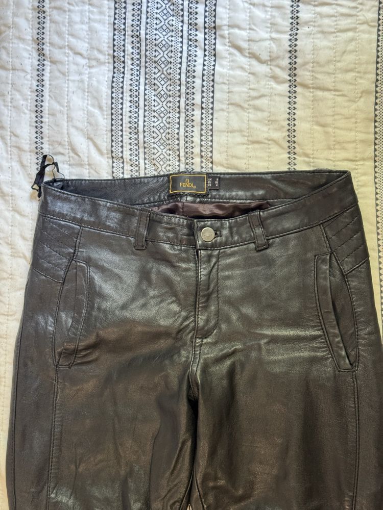 Fendi Vintage Fendi Leather low rise pants Size 27" / US 4 / IT 40 - 1 Thumbnail