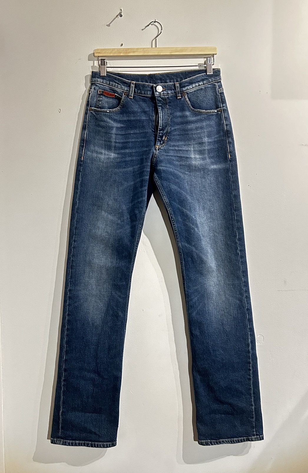 image of Martine Rose Open Fly Jeans in Blue, Men's (Size 30)
