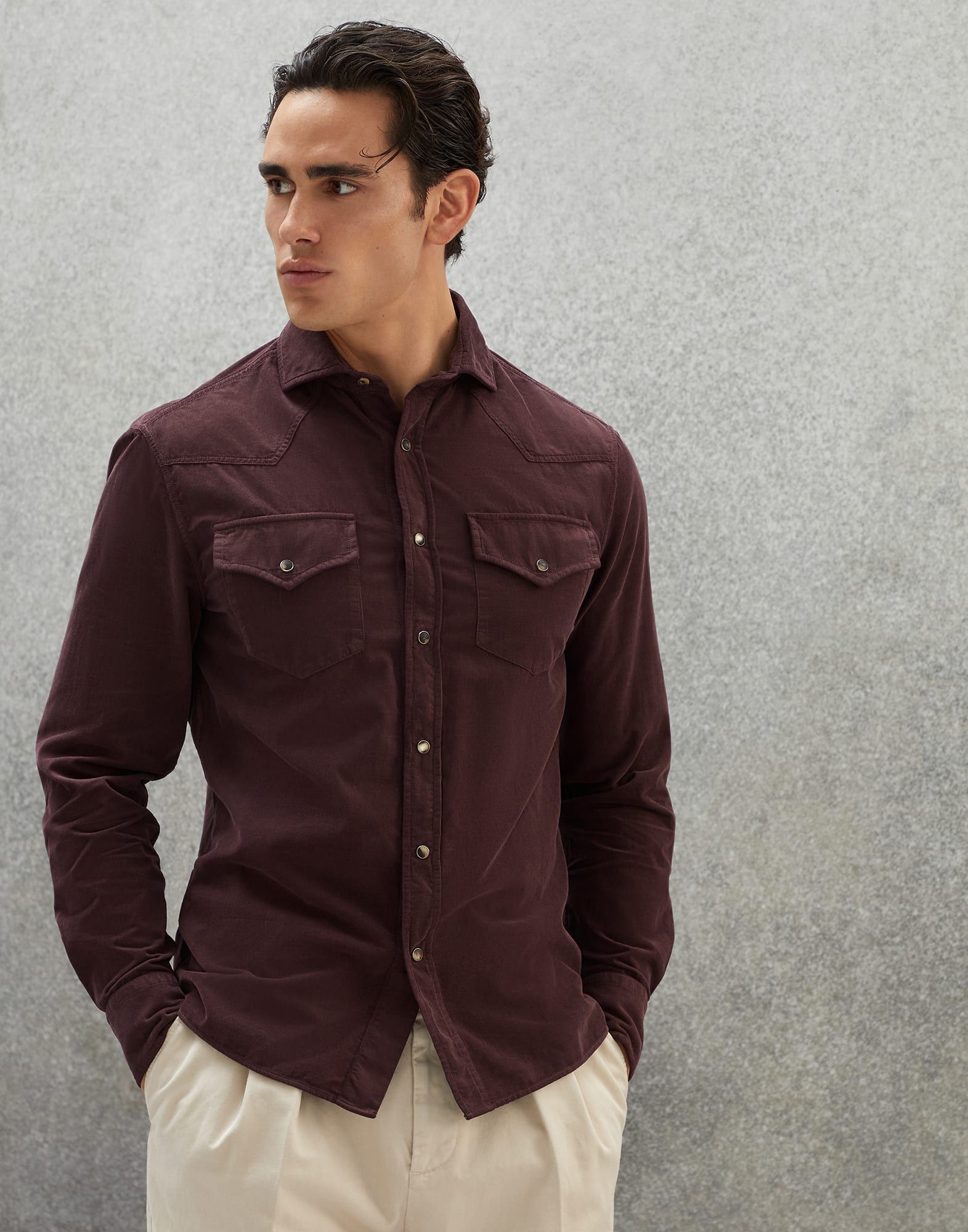 Brunello Cucinelli Brunello Cucinelli Corduroy Western Shirt Medium Size US M / EU 48-50 / 2 - 1 Thumbnail