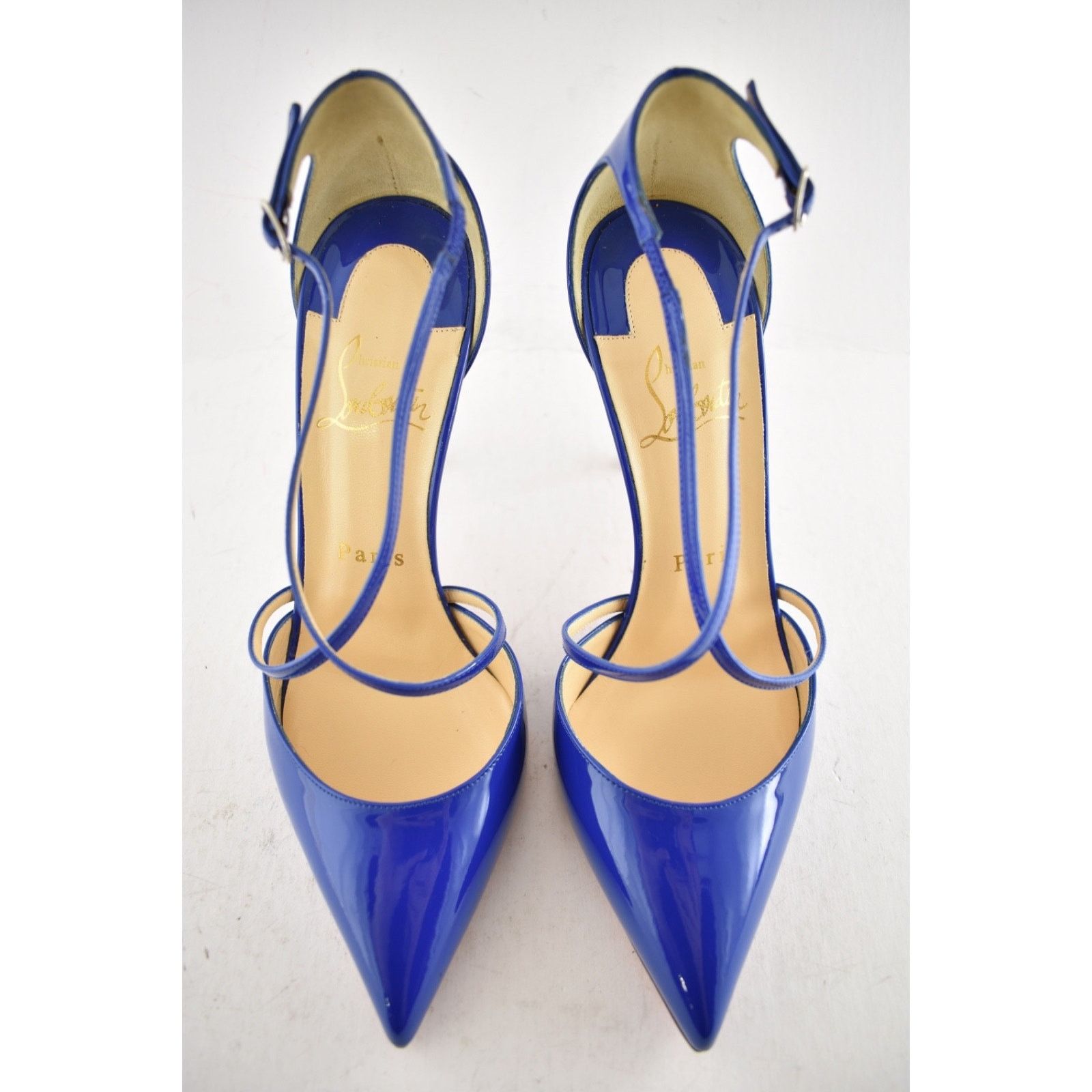 Christian Louboutin Cross Blake 100 Patent Electric Blue