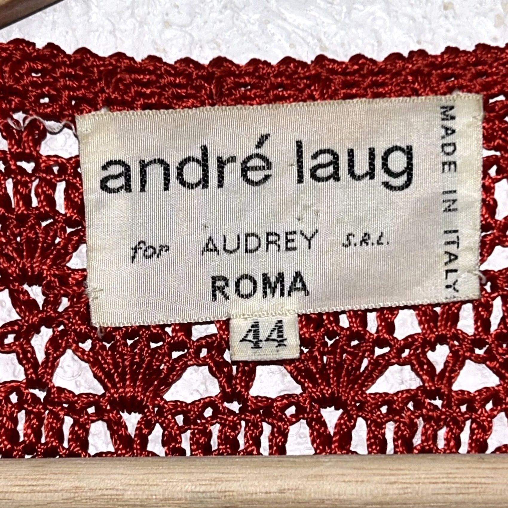 Vintage VINTAGE Andre Laug Audrey S.R.L. Roma Cardigan Crochet Knited Red 44 Women’s Size M / US 6-8 / IT 42-44 - 6 Thumbnail