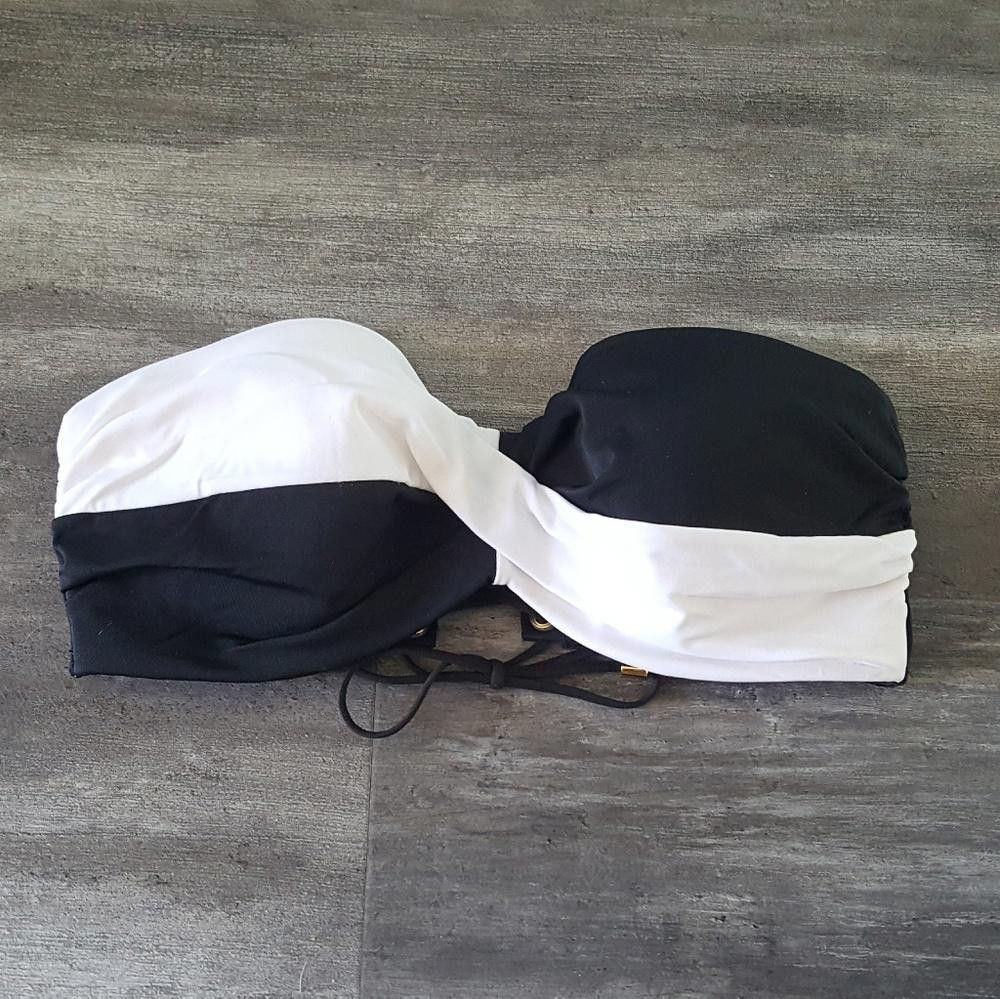 Designer White Black VS Corset Bikini Top Size ONE SIZE - 1 Thumbnail