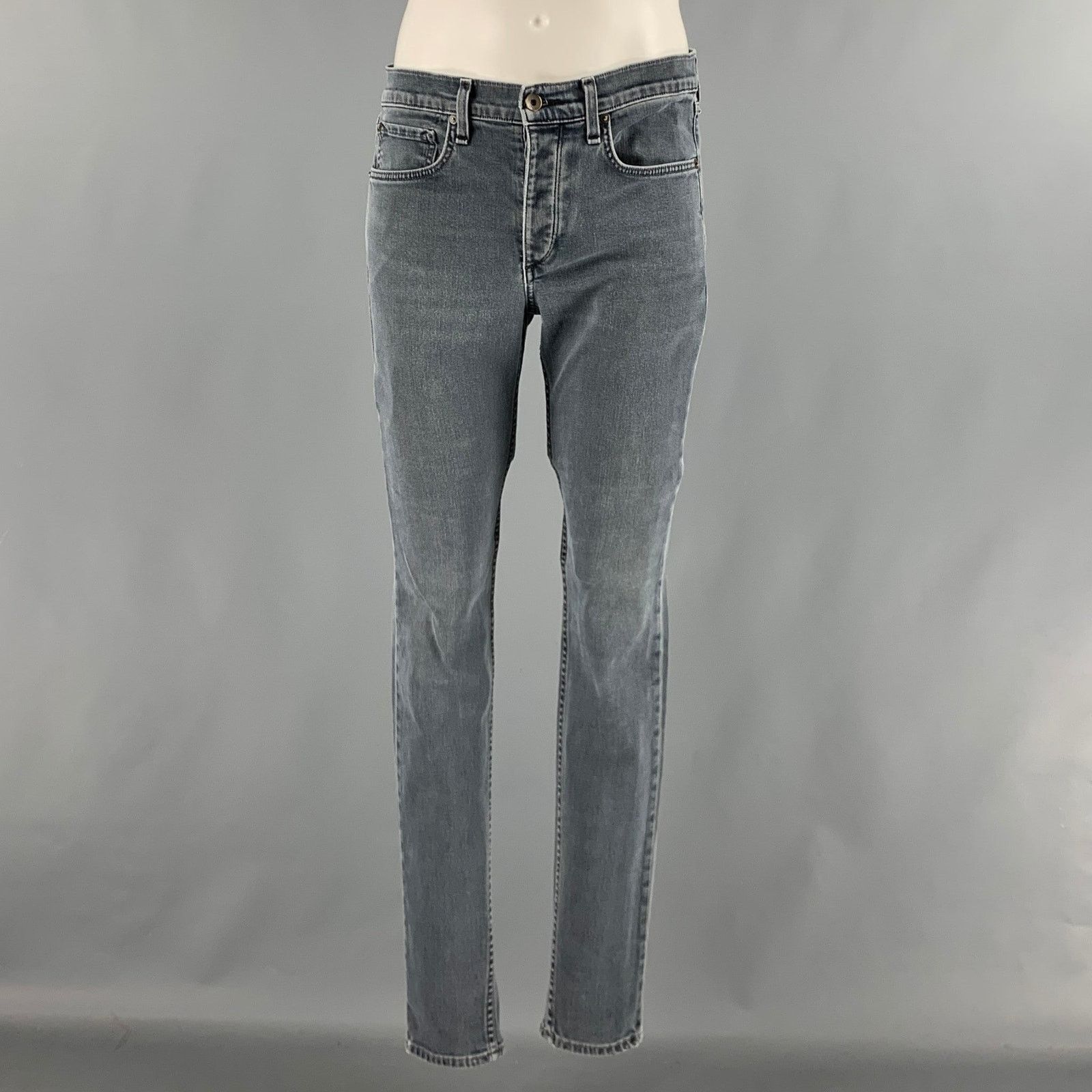 Rag & Bone RAG & BONE 31 Grey Cotton Polyurethane Slim Button Fly Jeans Size US 31 - 1 Thumbnail