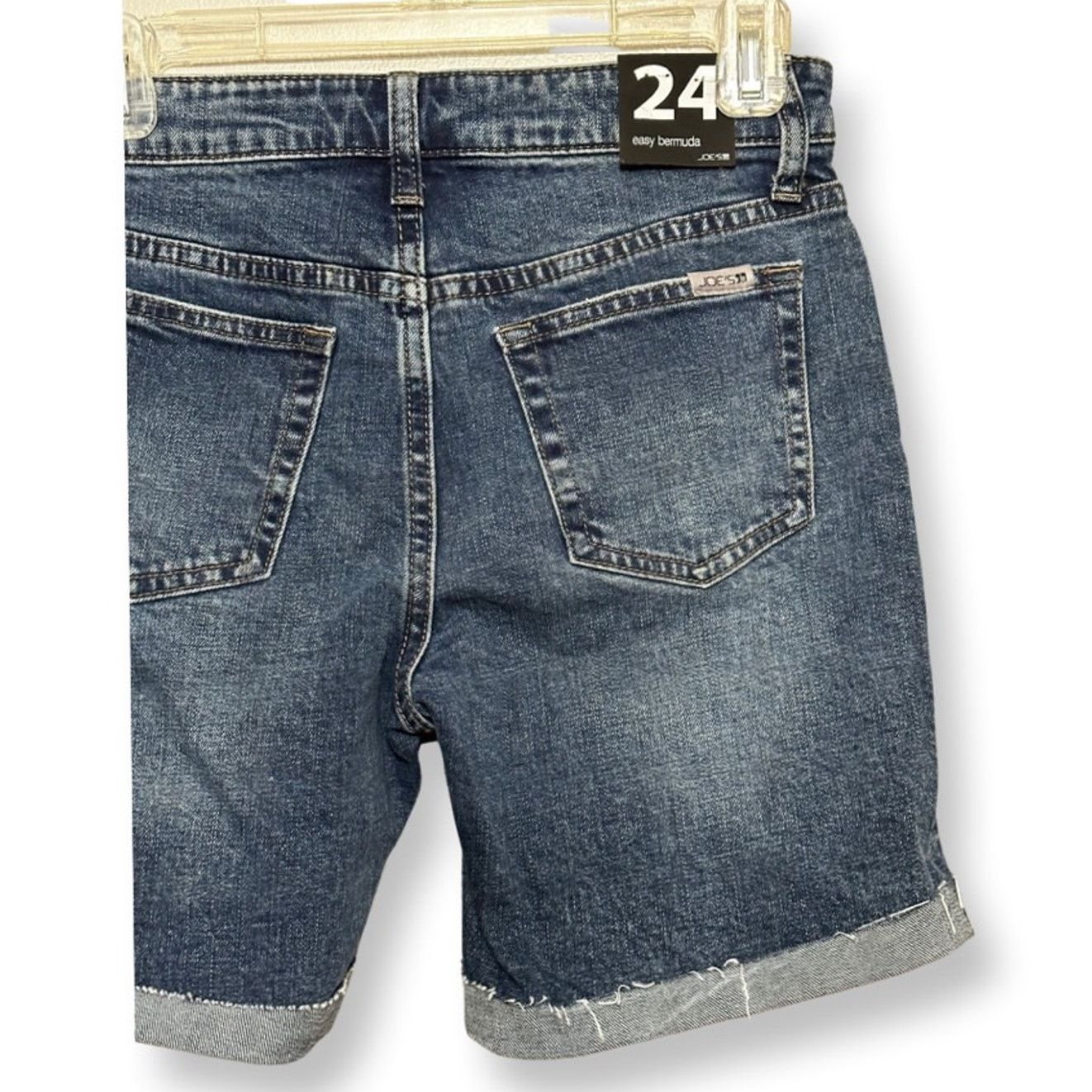 Joe's Joes Jeans Jean Shorts Cuffed Dark Whiskered Raw Hem 24 New Size 24" / US 00 / IT 34 - 5 Thumbnail