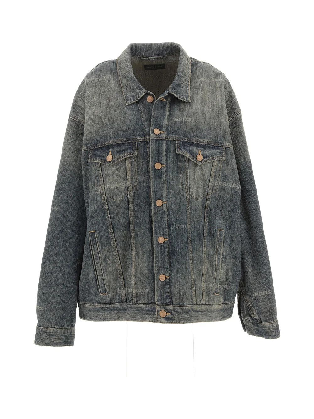 os11x0724 Logo Detailed Button-Up Denim Jacket in Blue