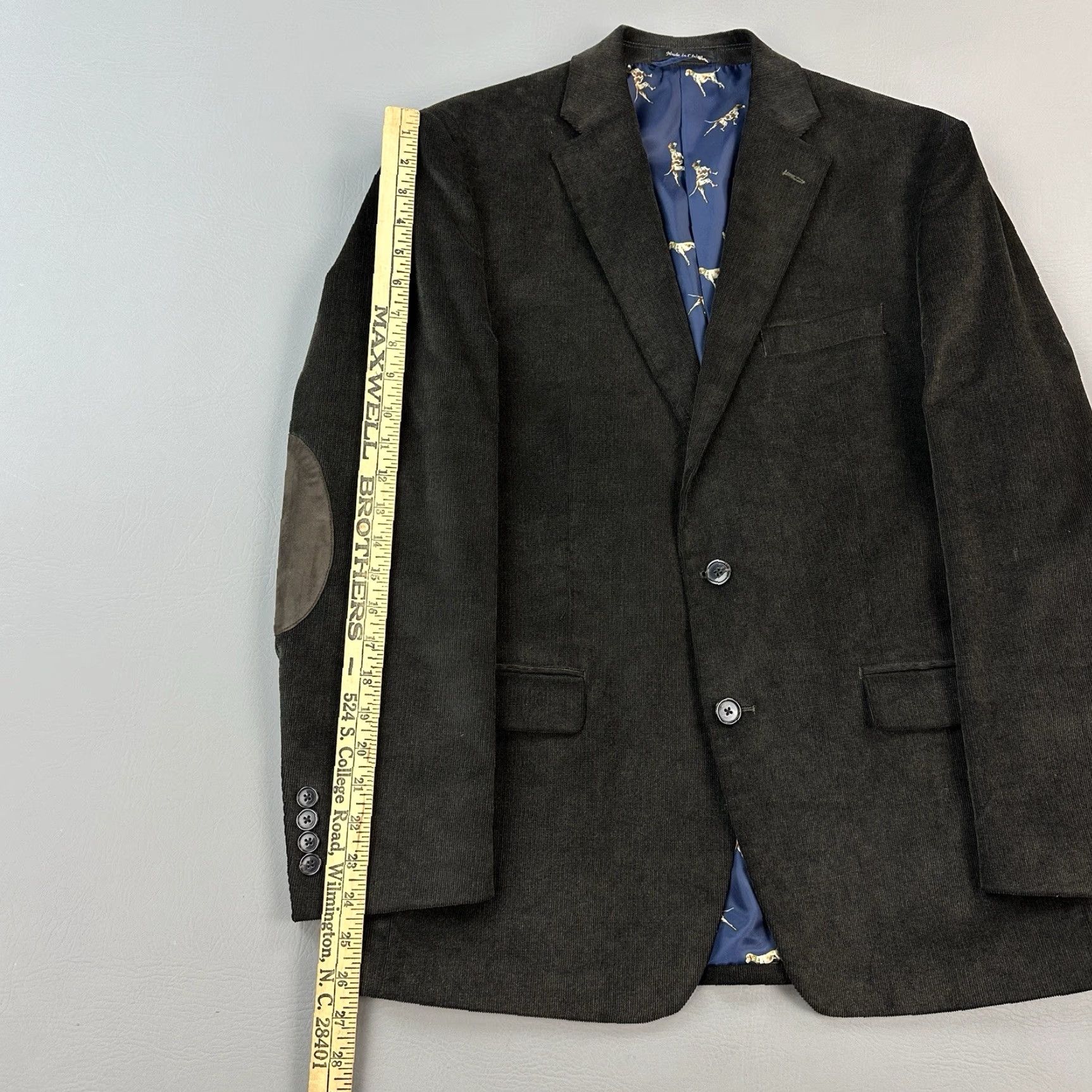 Chaps Chaps Blazer Mens 42R Brown Corduroy Dog Print Liner Elbow Patch Sport Coat Shirt Jacket? Size 42R - 4 Thumbnail