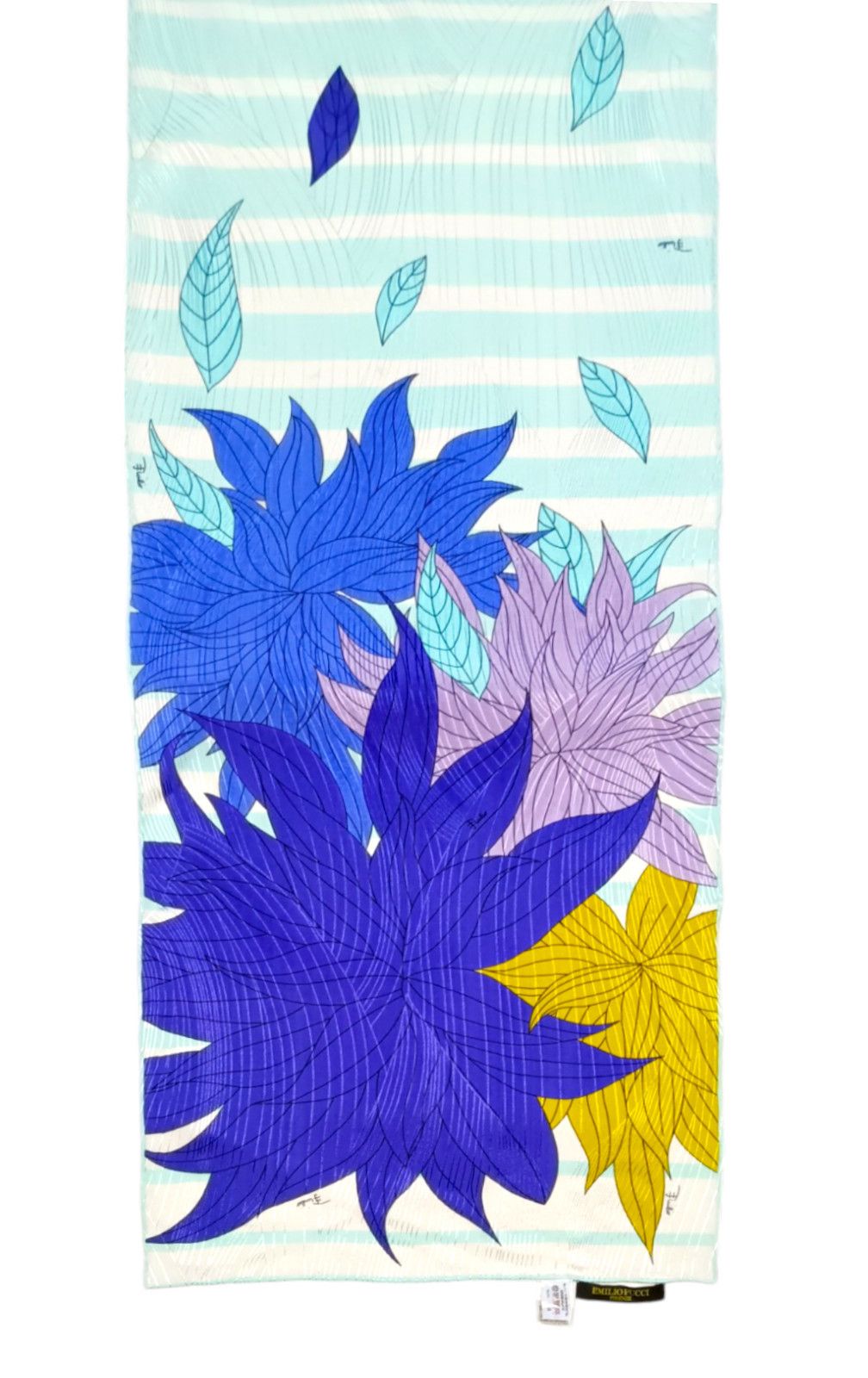Emilio Pucci EMILIO PUCCI ITALY Geometric Purple Leaves Silk Scarf Size ONE SIZE - 1 Thumbnail