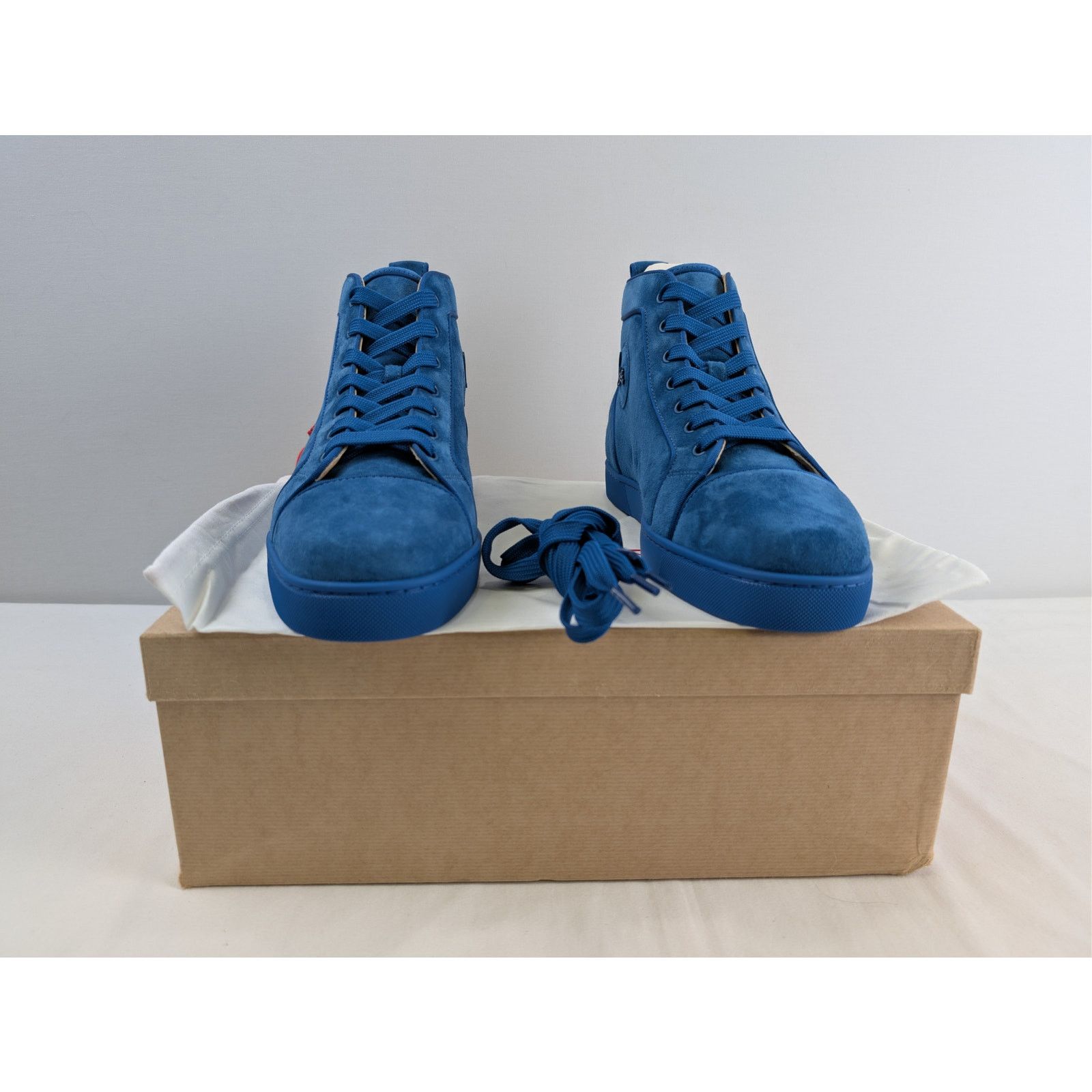 Christian Louboutin o1rshd1 Louis Orlato flat high-top sneaker in blue suede Size US 12 / EU 45 - 19 Thumbnail