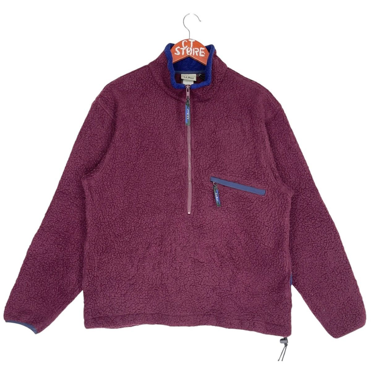 L.L. Bean × Vintage L.L.Bean Fleece Half Zip Sweater Maroon Size US M / EU 48-50 / 2 - 1 Thumbnail