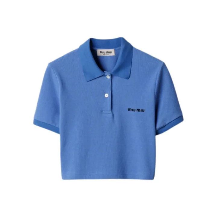 Miu Miu Miu Miu Cotton Embroidered Polo Shirt for Women 0079 Size M / US 6-8 / IT 42-44 - 1 Thumbnail