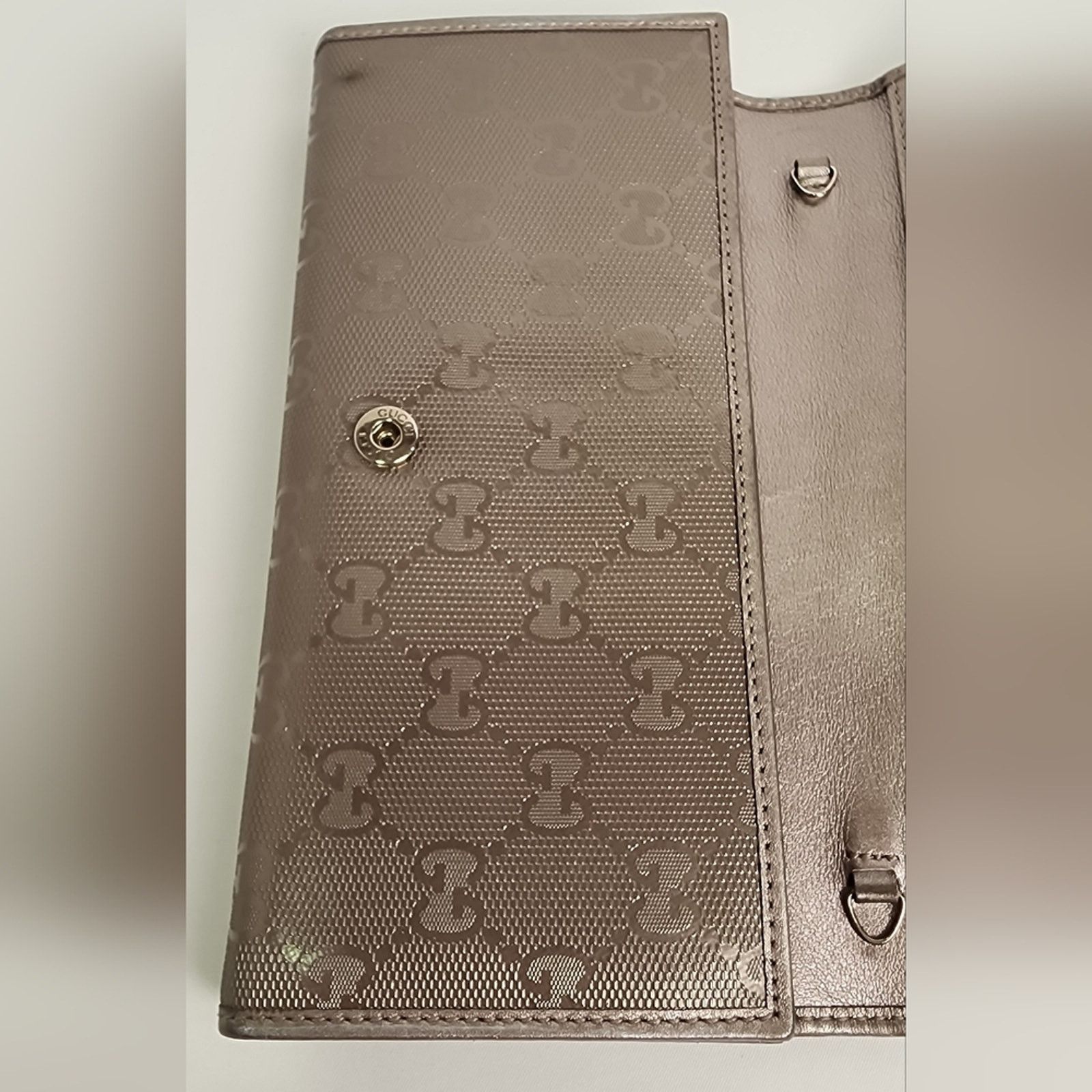 Gucci Gucci GG Imprime Continental Wallet Metallic Silver/Grey WOC Size ONE SIZE - 4 Thumbnail