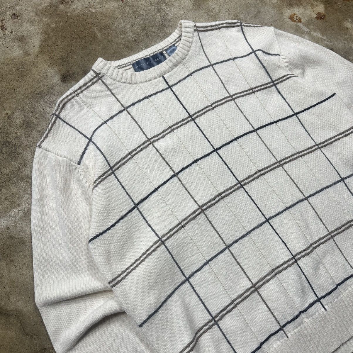 Oscar De La Renta Vintage 90s Oscar De La Renta Beige Striped Cotton Sweater Size US XL / EU 56 / 4 - 6 Thumbnail