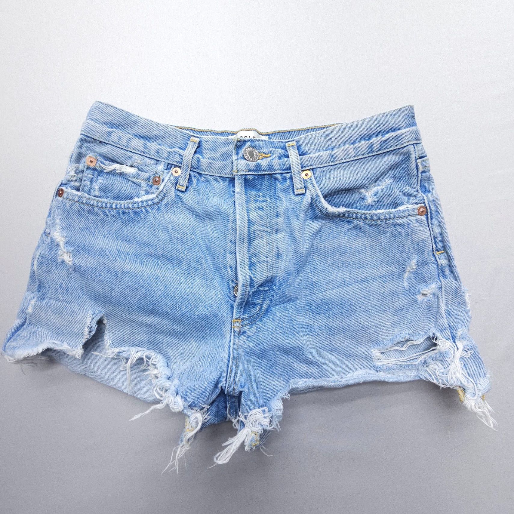 Agolde AGOLDE Parker Distressed Jean Shorts Womens 26 Blue Button Fly Rigid Denim Shirt? Size 26" / US 2 / IT 38 - 2 Thumbnail