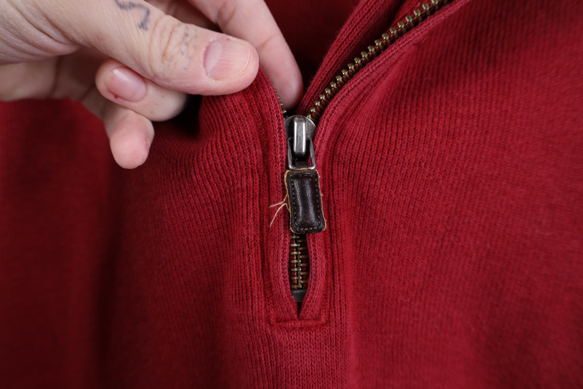 Polo Ralph Lauren Vintage 90s Ralph Lauren Ribbed Knit 1/4 Zip Sweater Red Size US L / EU 52-54 / 3 - 5 Thumbnail