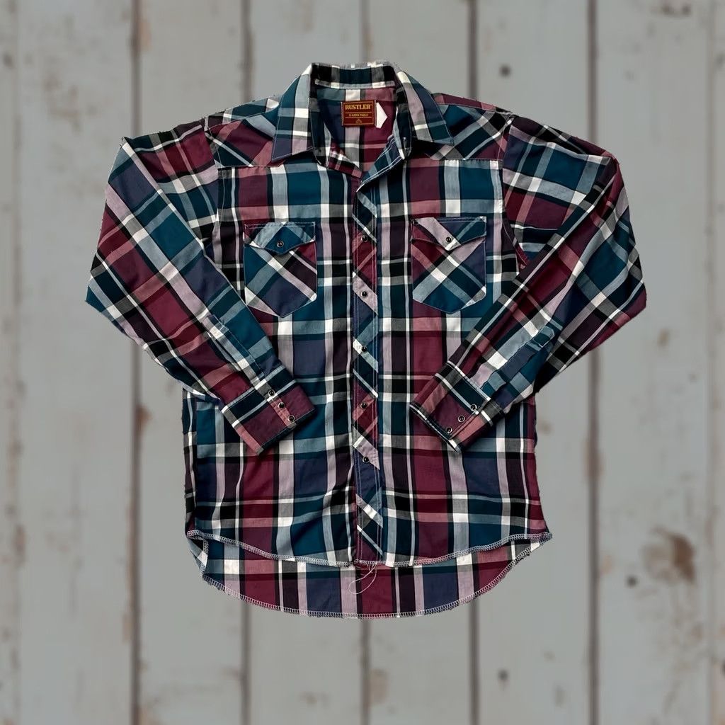 Wrangler VINTAGE Wrangler Wrancher Plaid Pearl Snap Shirt Mens Large Green Short Sleeve Cowboy 90s Western Poly Cotton Regular Button-Up Size US L / EU 52-54 / 3 - 1 Thumbnail