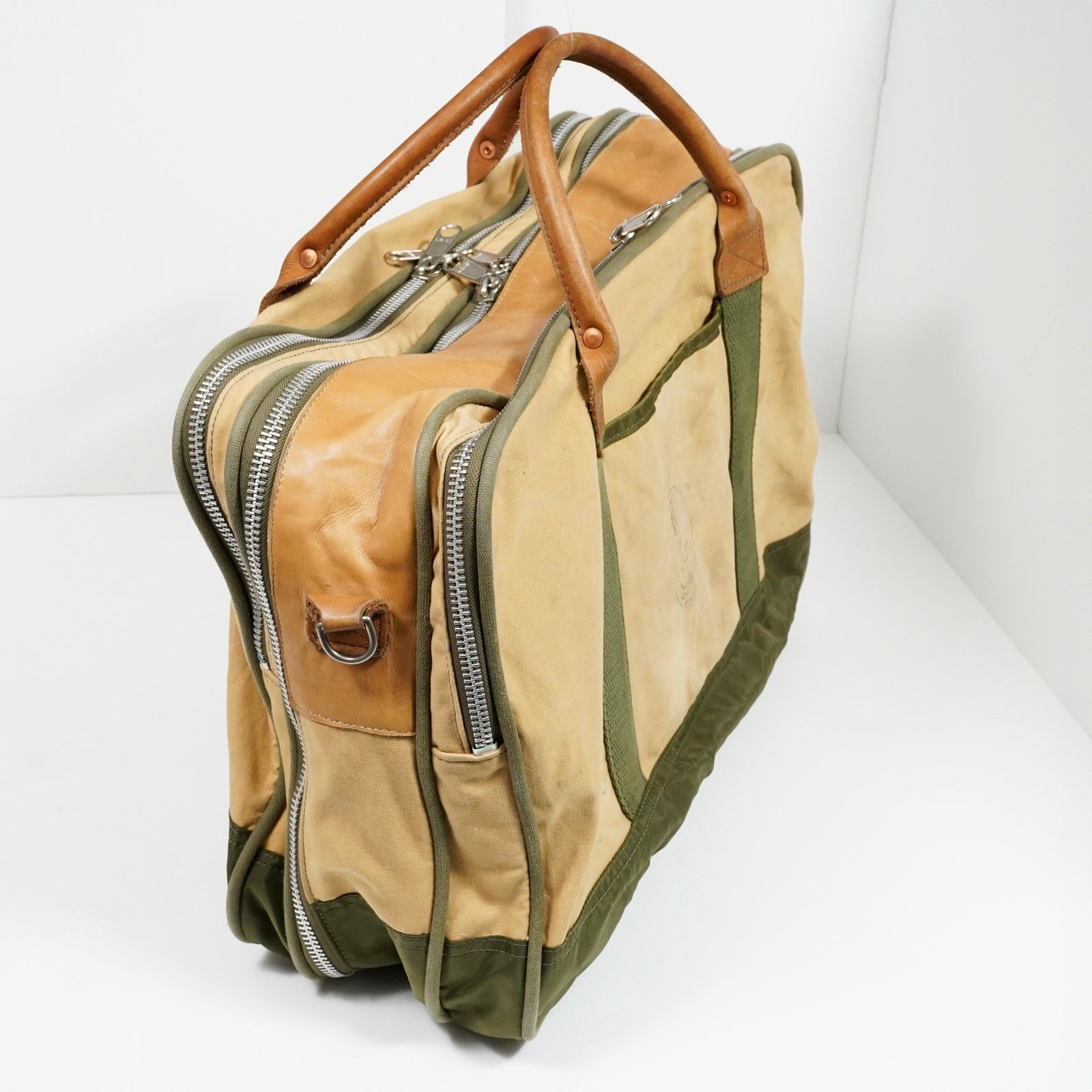 J.W. Hulme Co. VTG J.W. Hulme Co Canvas Leather Duffel Bag #4 Lenzip USA Size ONE SIZE - 3 Thumbnail
