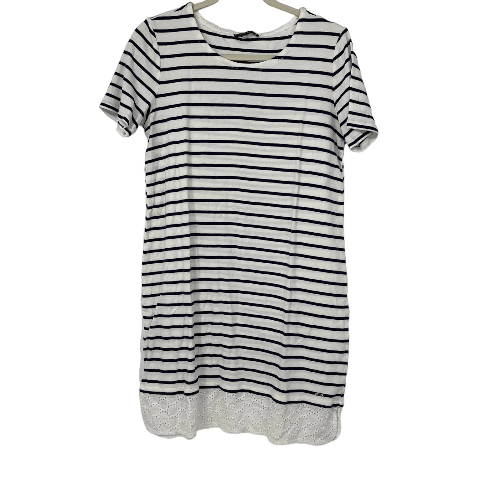 Tommy Hilfiger TOMMY HILFIGER Navy Blue White Striped Dress Large Size L / US 10 / IT 46 - 1 Thumbnail