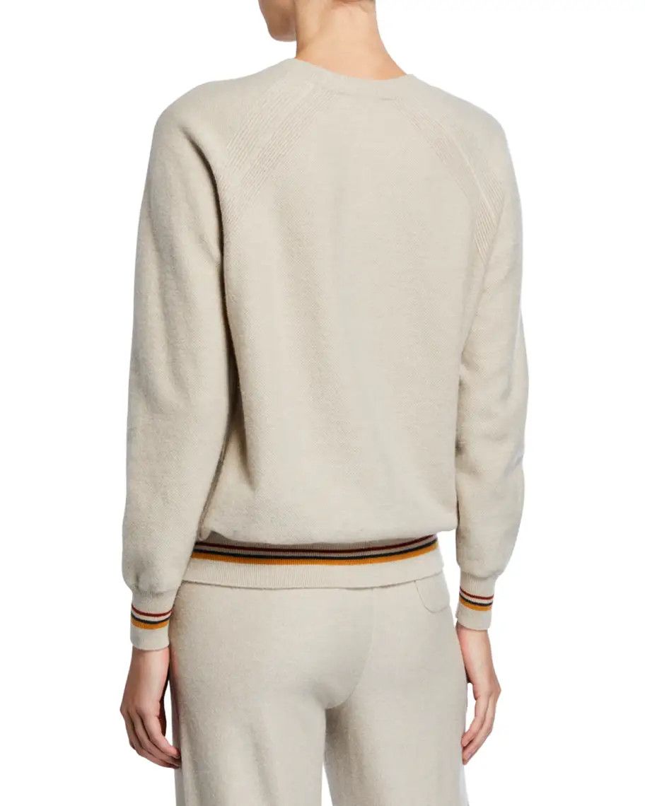 Loro Piana o1w1db10724 Suitcase Stripe Crew Neck Sweater in Ivory Size M / US 6-8 / IT 42-44 - 3 Thumbnail