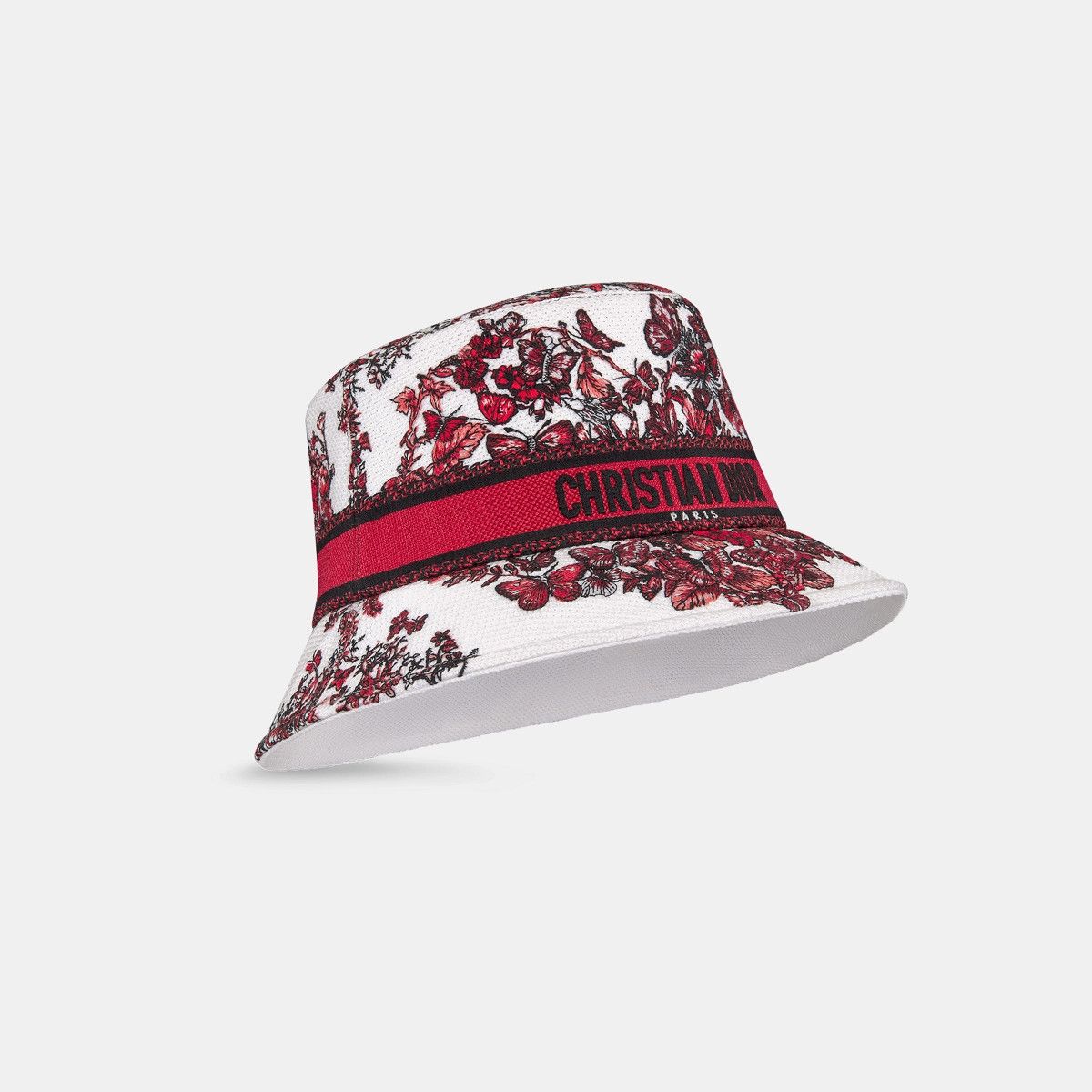 Dior o1bcso1str0226 Size:OS/Small Brim Bucket Hat in White/Red Size ONE SIZE - 1 Thumbnail