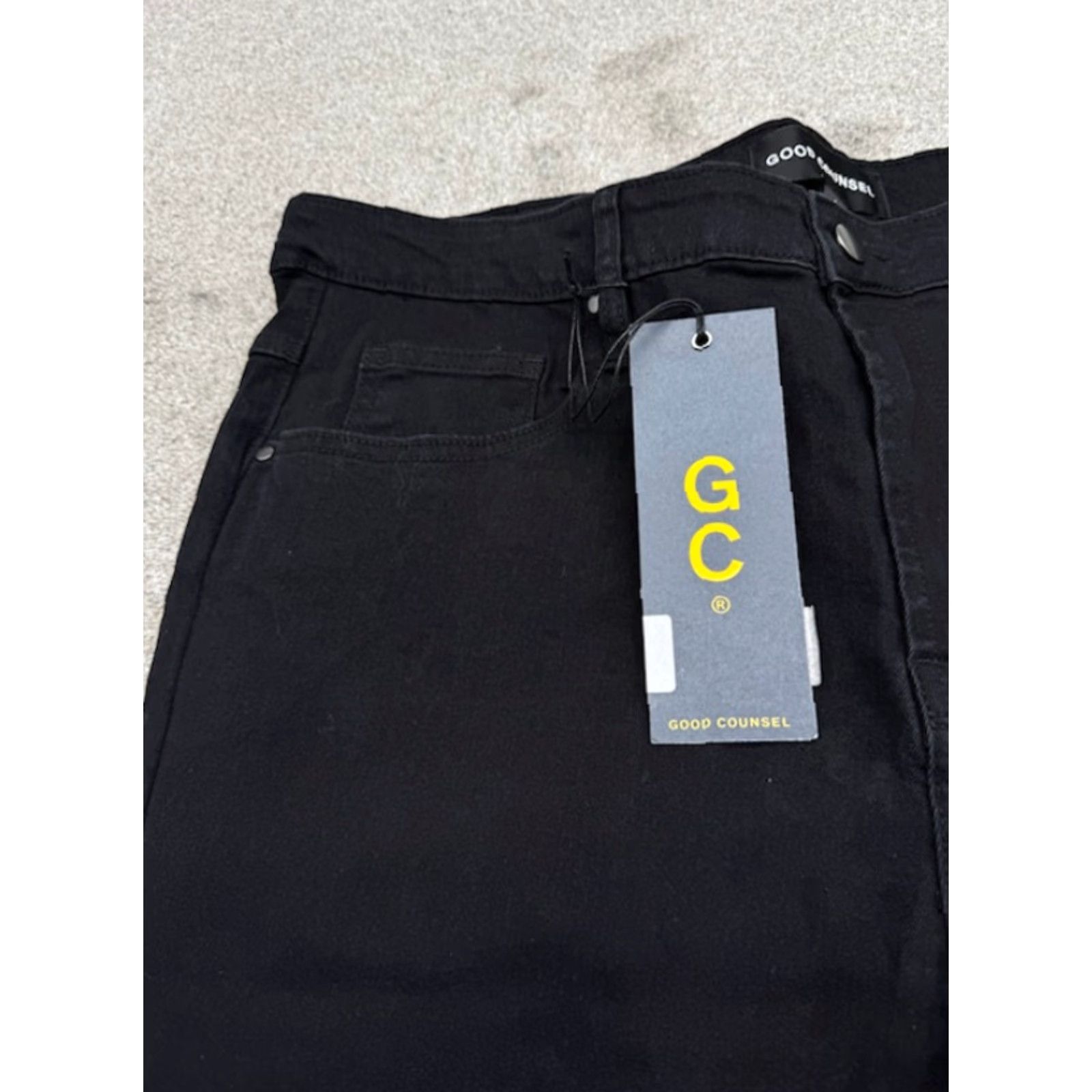 Vintage Good Counsel Jeans Men’s 44x34 Black Distressed Stretch Denim Tapered Big & Tall Mens Jeans Size US 44 / EU 60 - 4 Thumbnail