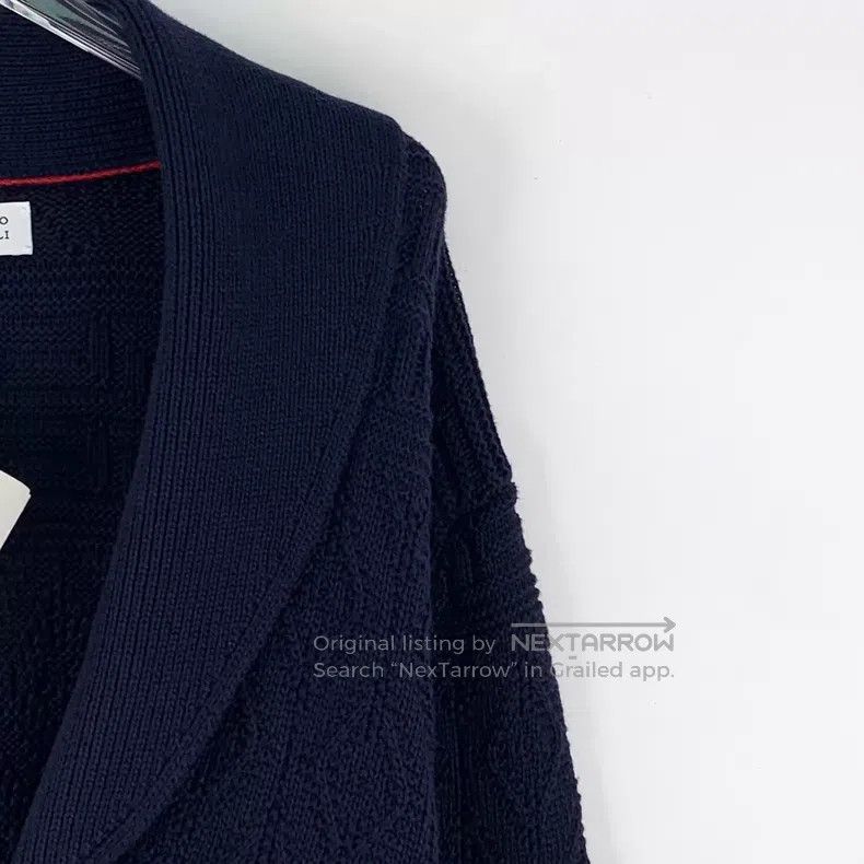 Brunello Cucinelli Brunello Cucinelli Dark blue jacquard cotton collar single Size US L / EU 52-54 / 3 - 3 Thumbnail