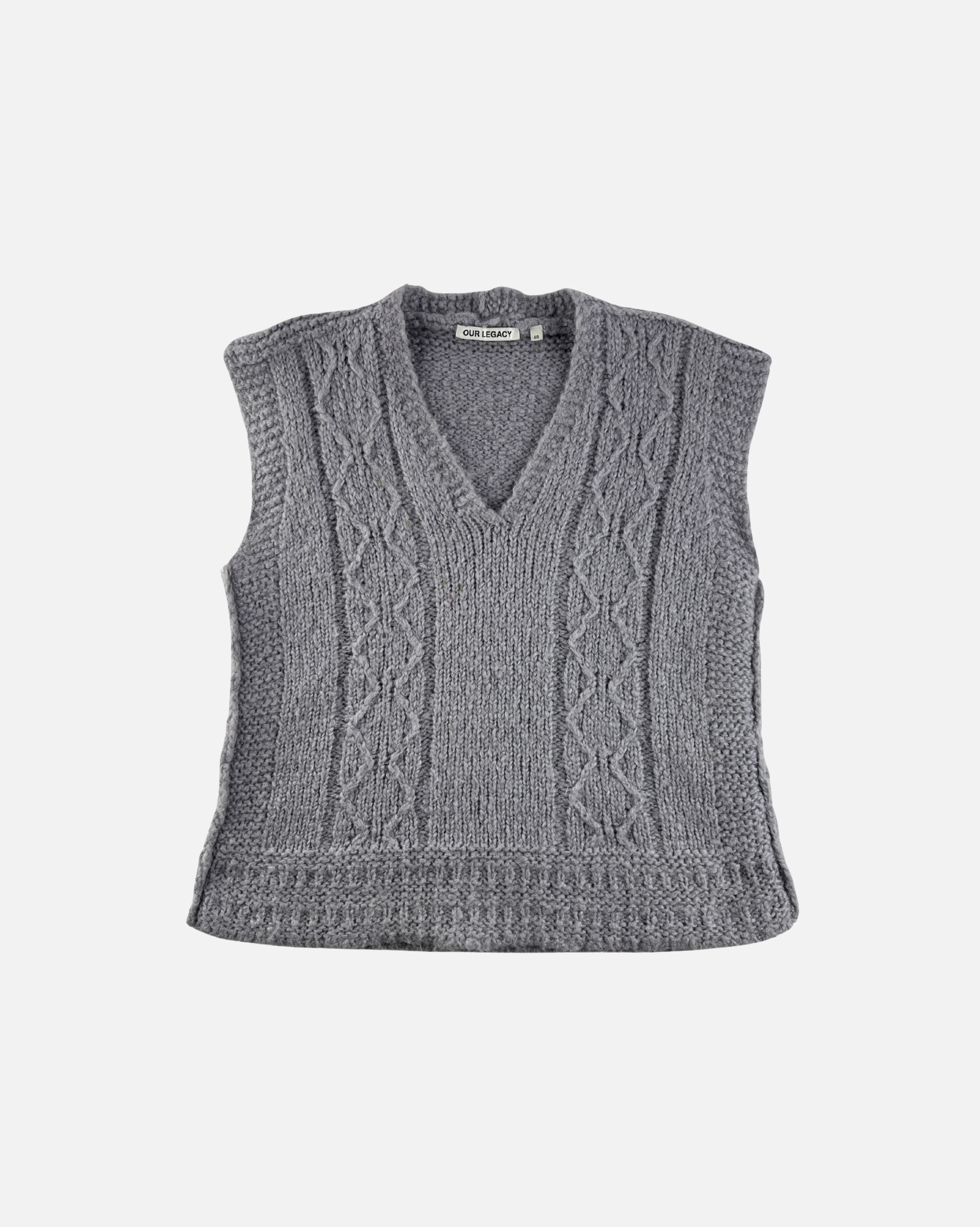 image of Our Legacy Ice Grey Cable Vest, Men's (Size Medium)
