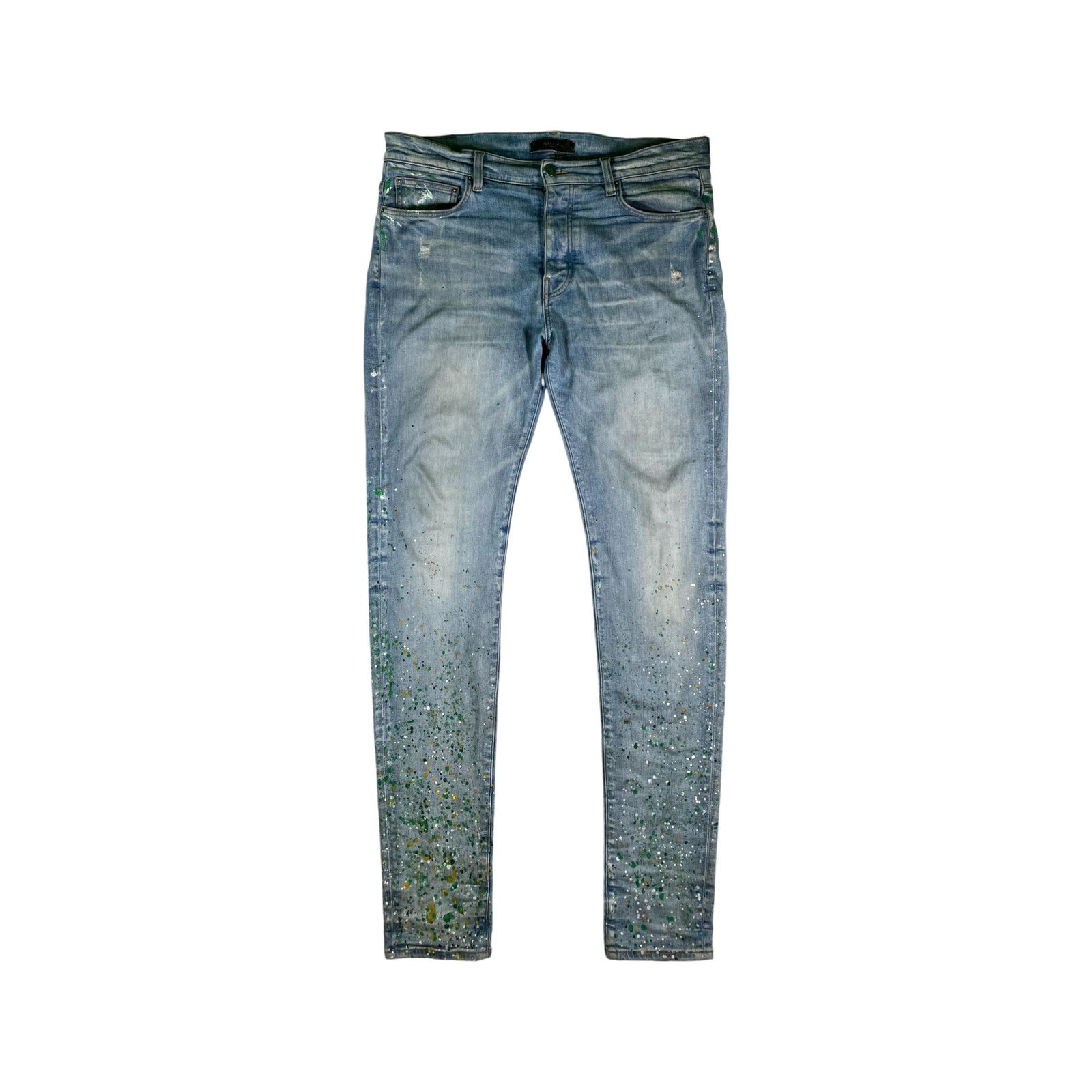 Amiri Amiri Splatter Light Wash, Green & Yellow Jeans Size US 36 / EU 52 - 1 Thumbnail