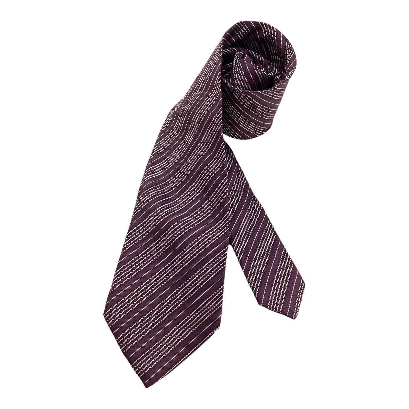 Ermenegildo Zegna ERMENEGILDO ZEGNA COUTURE Purple Striped Luxury Silk Tie Size ONE SIZE - 1 Thumbnail
