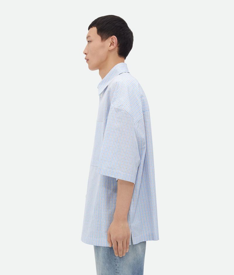 Bottega Veneta o1y0526 Checked Shirt in Sky Blue Size US S / EU 44-46 / 1 - 2 Thumbnail