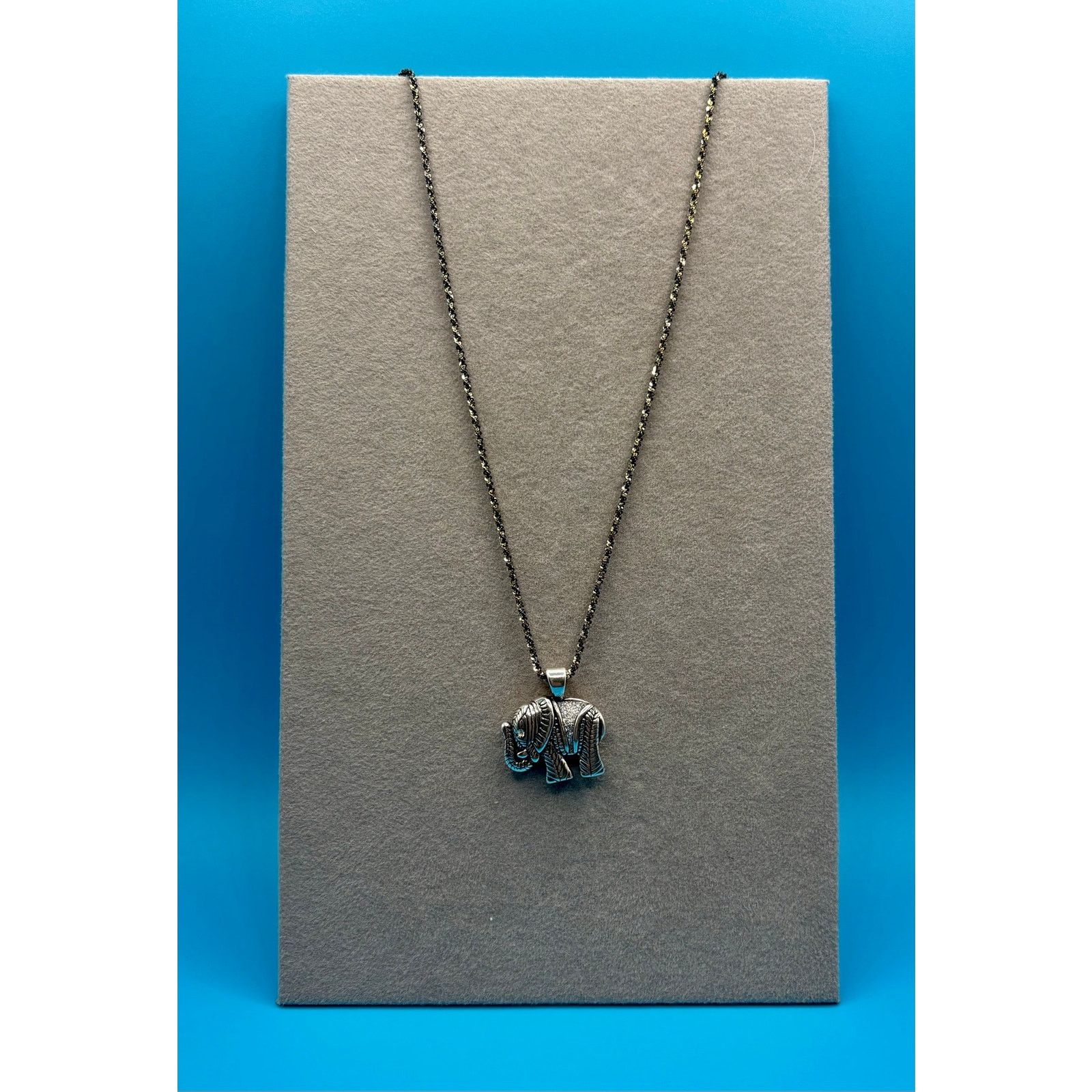 Jewelry New Sterling Silver Black Elephant Pendant & 20" Chain Size ONE SIZE - 4 Thumbnail