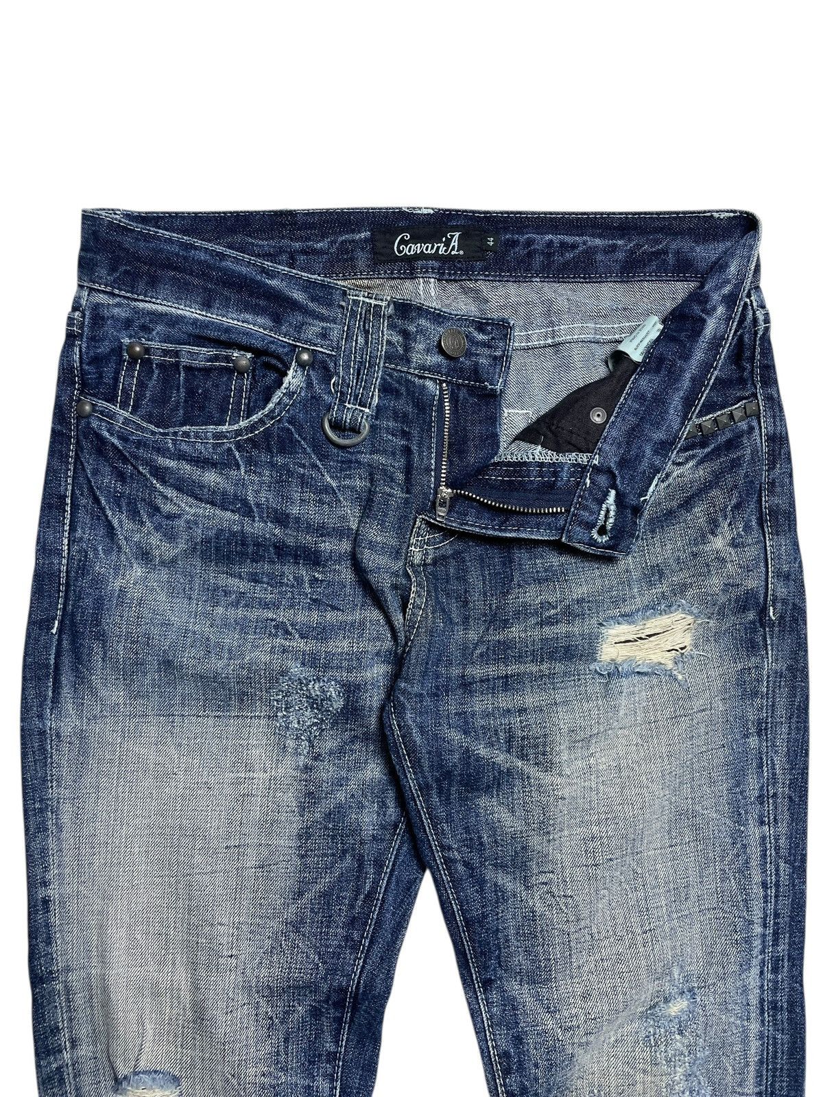 JACKROSE 2000’s Cavaria - Studed Crash Flared Denim Pants Size US 30 / EU 46 - 4 Thumbnail