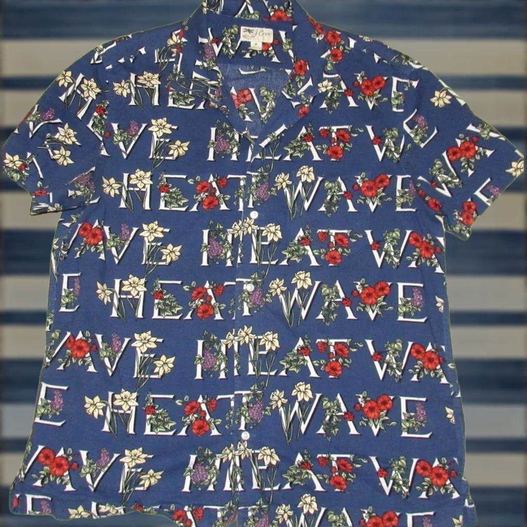 Vintage J CREW Heat Blue Cotton Blend Camp Collar Short Sleeve Shirt M Mens Size US M / EU 48-50 / 2 - 1 Thumbnail