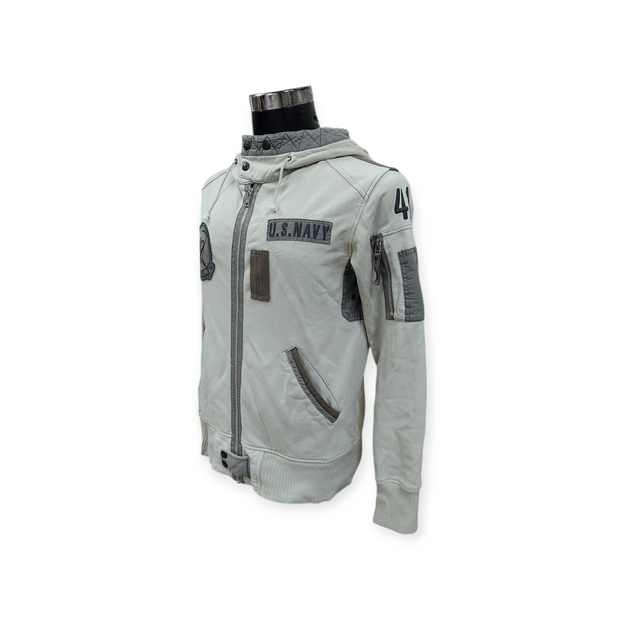 Avirex Avirex Type Military Light Grey Zipper Hooded Jacket Size US M / EU 48-50 / 2 - 2 Thumbnail