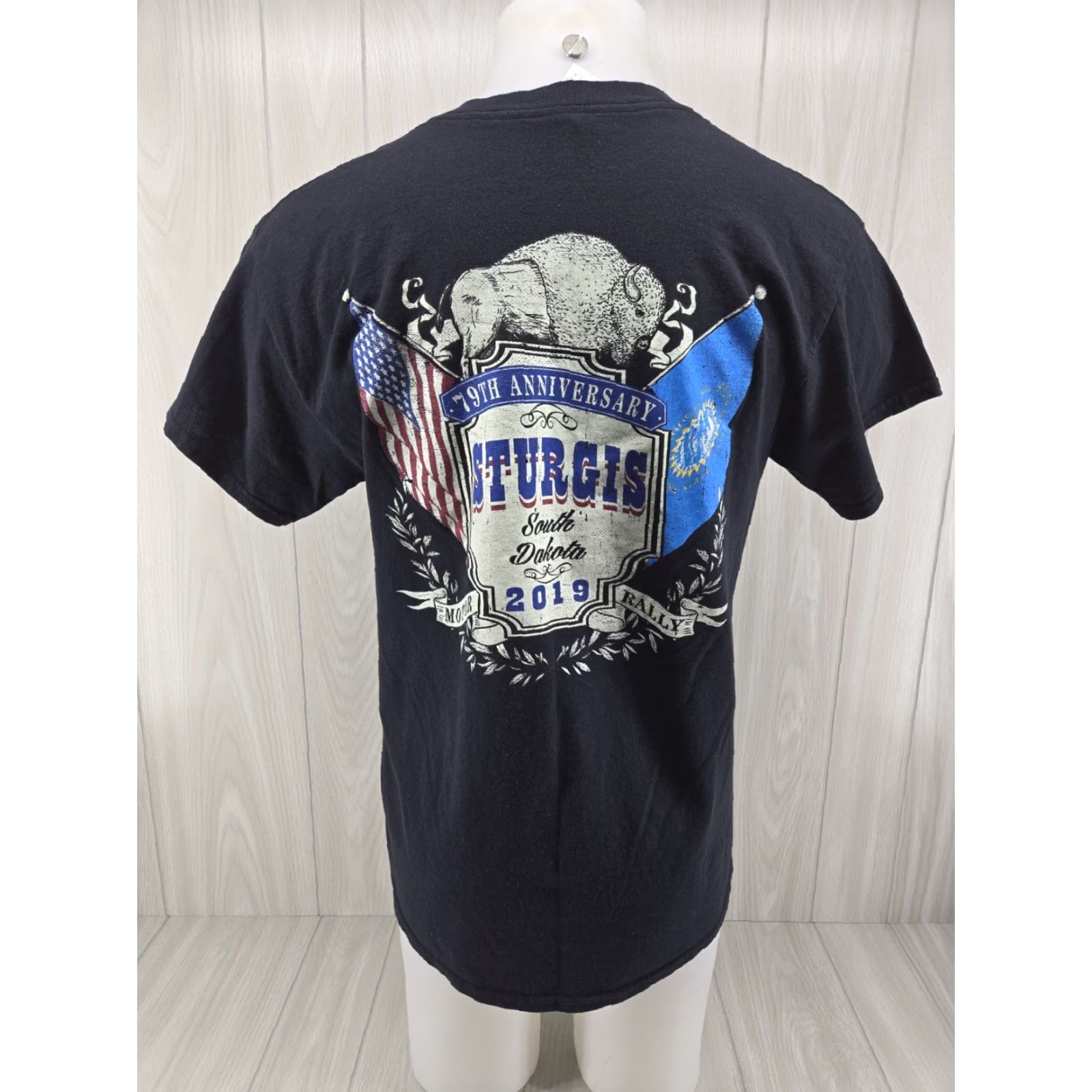 Gildan Sturgis T Shirt Large Black 2019 Rally Biker Motorcycle 79th Annual Gildan Ultra Cotton Mens T-Shirt Black Graphic Print Short Sleeve XS? Size US L / EU 52-54 / 3 - 2 Thumbnail