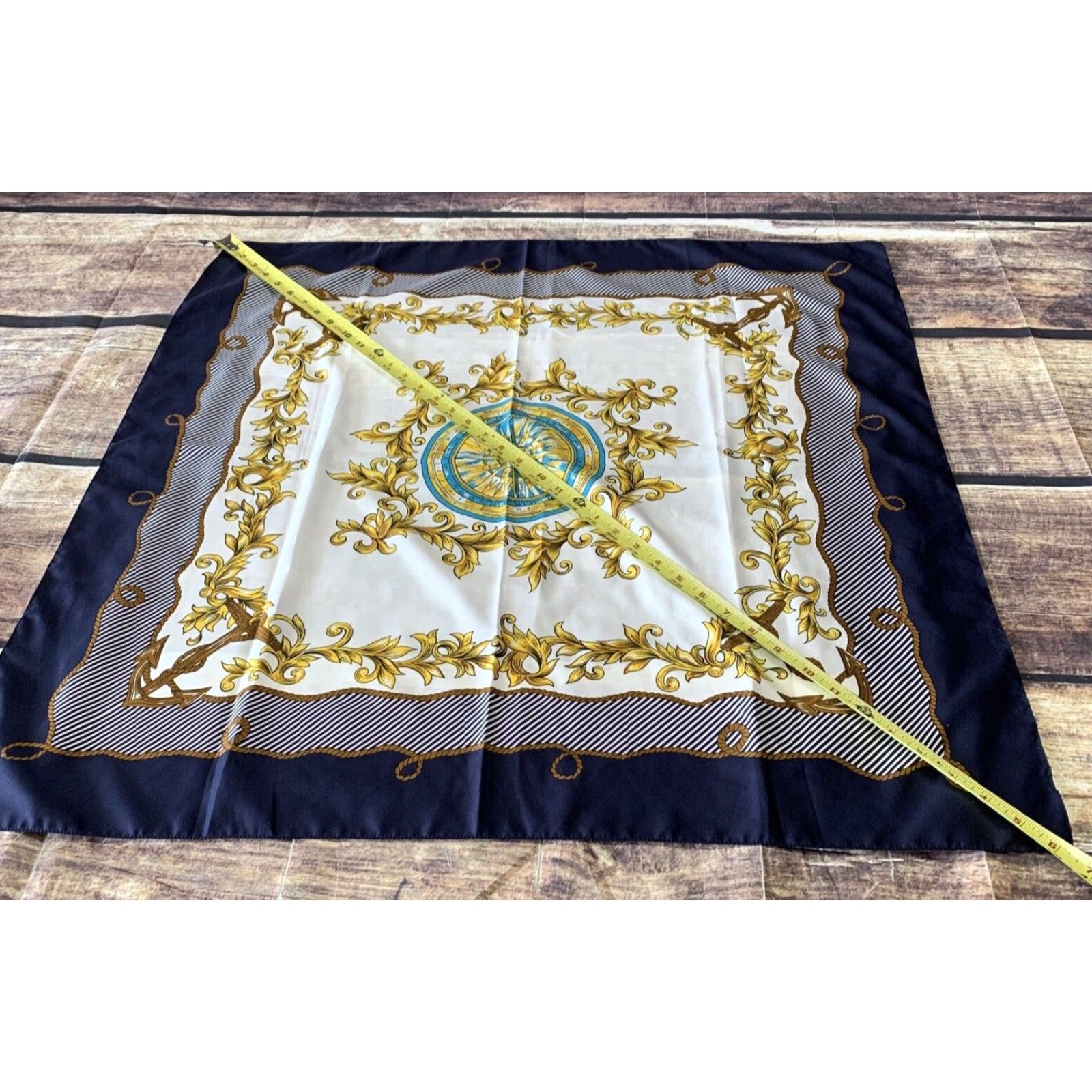 Vintage Womens Scarf Nautical Navy Blue Compass Anchors Polyester 30 x 30 Sheer Lightweight Scarf Women Womens Navy Blue Nautical Scarf Size ONE SIZE - 6 Thumbnail