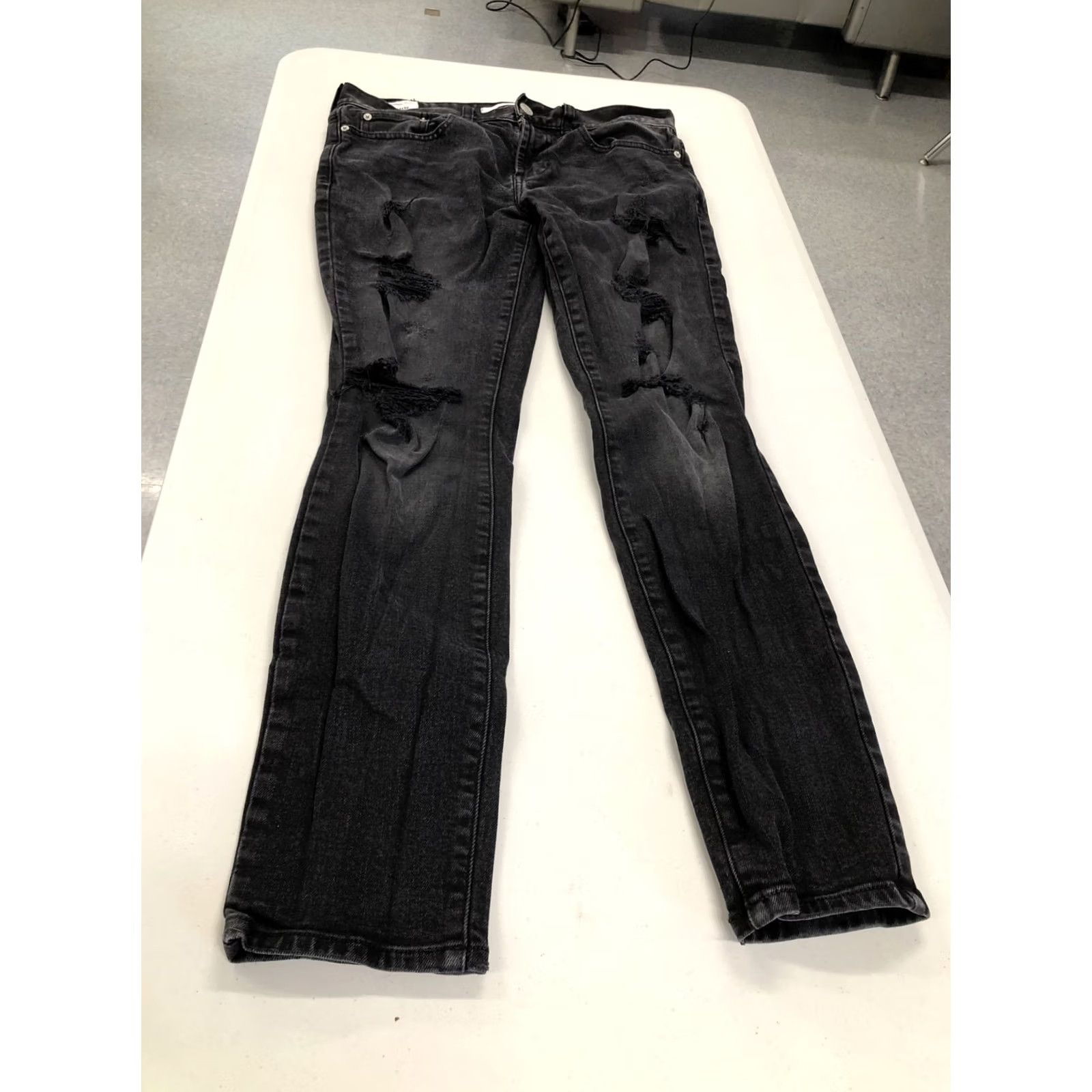 Pacsun PacSun Jeans Mens 32x29 Skinny Distressed Black Wash Denim 32 Inseam Slim Regular Mens Size US 32 / EU 48 - 4 Thumbnail