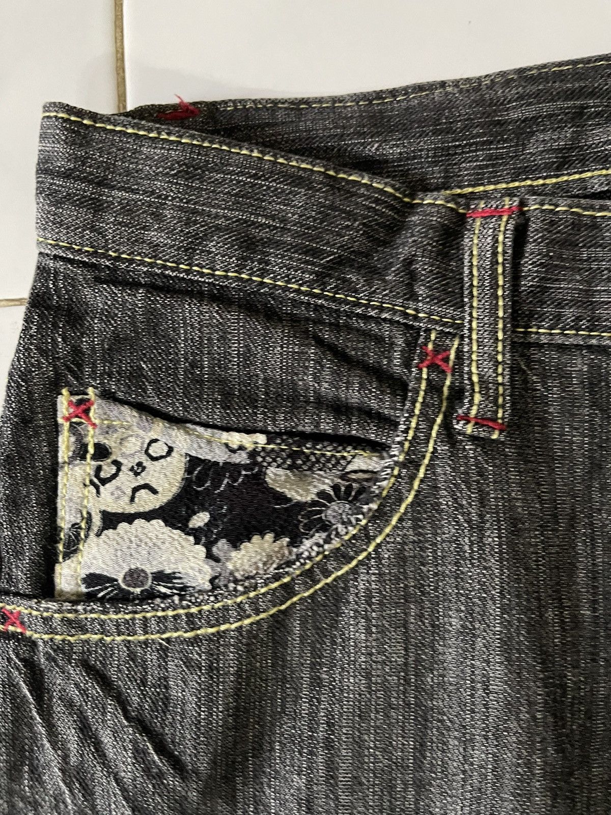 Japanese Brand Black Denim Floral Size US 32 / EU 48 - 3 Thumbnail