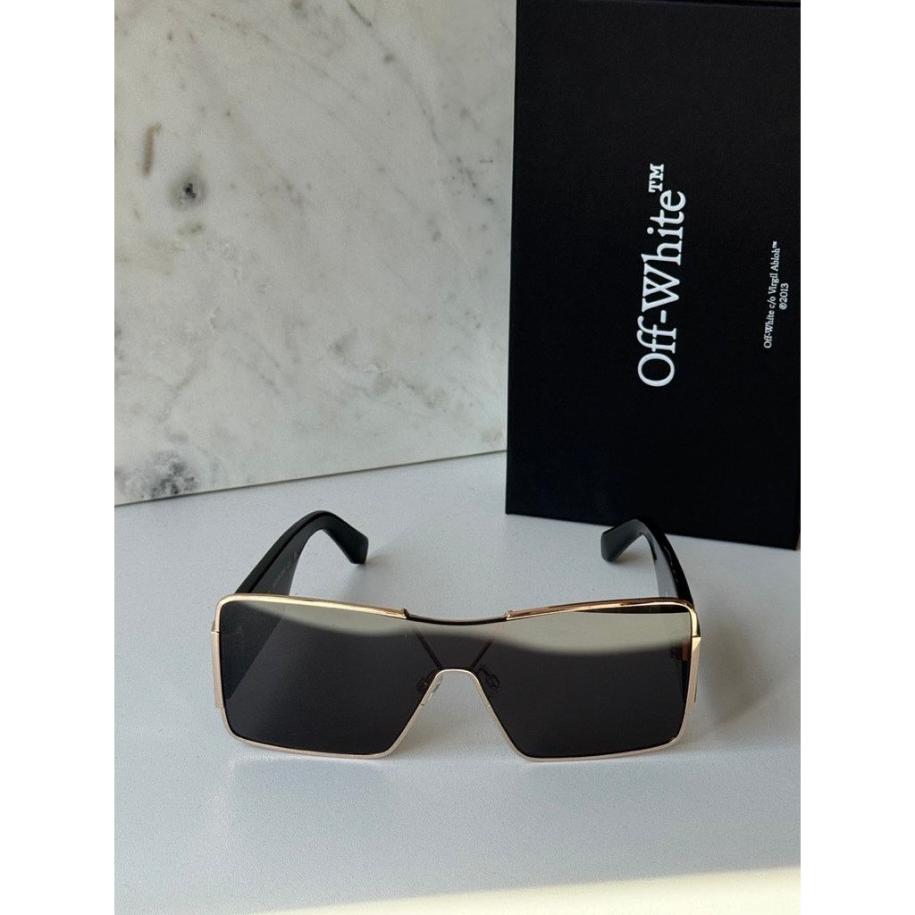 Off-White NEW Off White Aspen Metal Unisex Sunglasses in Gold Grey Size ONE SIZE - 3 Thumbnail