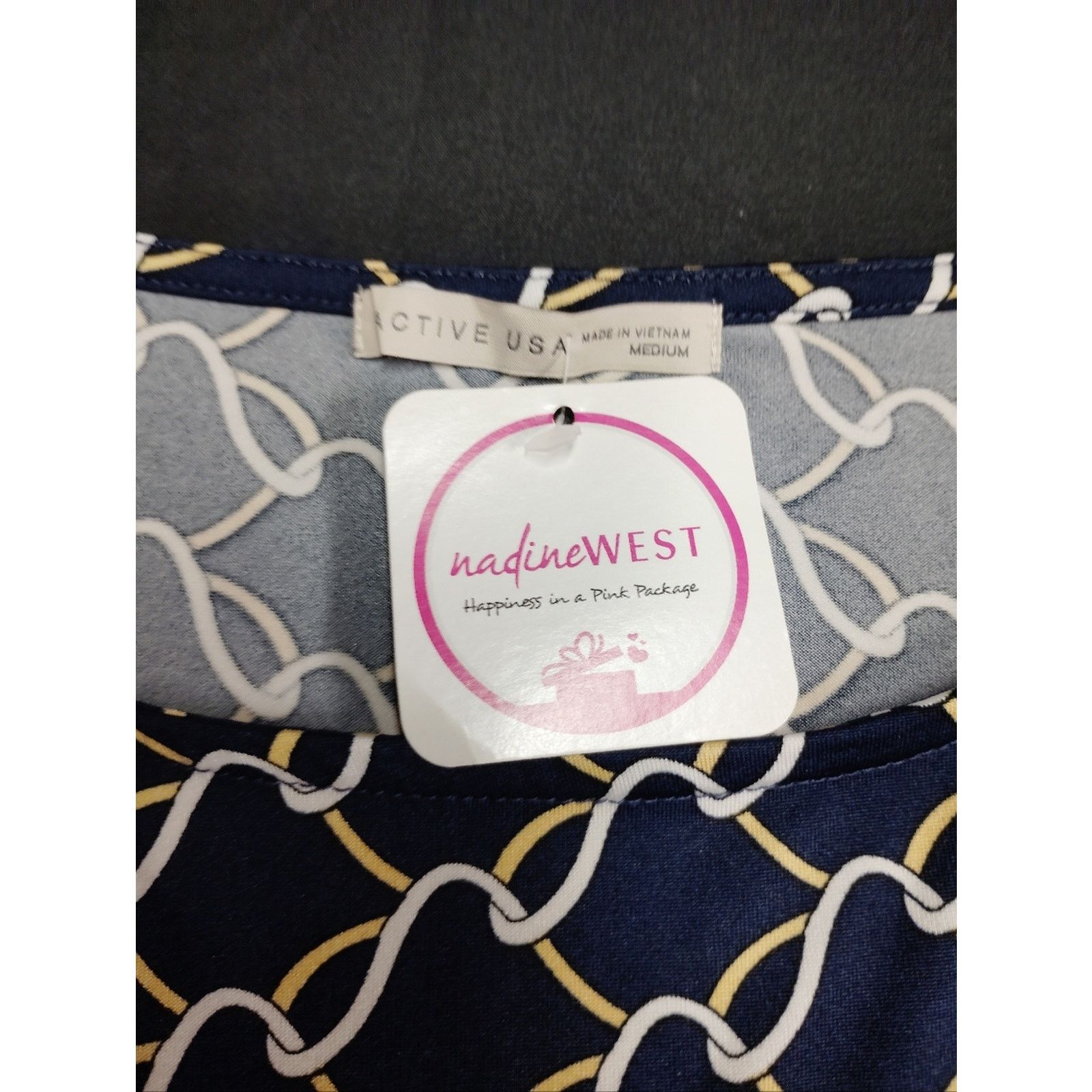 NADA Nadine West Active USA Navy and Cream Chain-Print Top Size M / US 6-8 / IT 42-44 - 2 Thumbnail